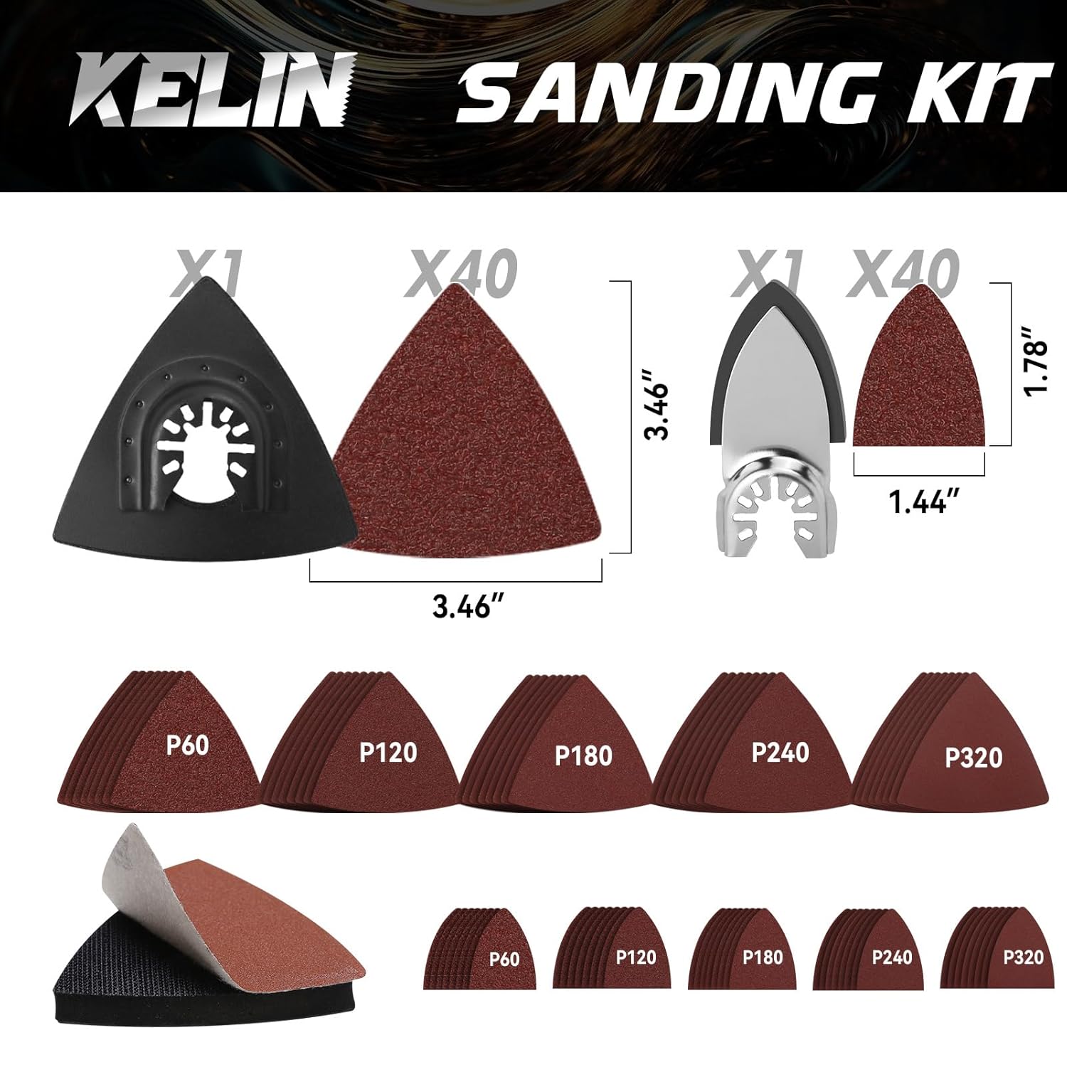 KELIN 120 PCS Multitool Blade Kits Cutting and Sandpaper Oscillating Tool Accessories Universal Oscillating Saw Blades, 11 Types Blades Compatible with Dewalt Bosch Dremel Milwaukee