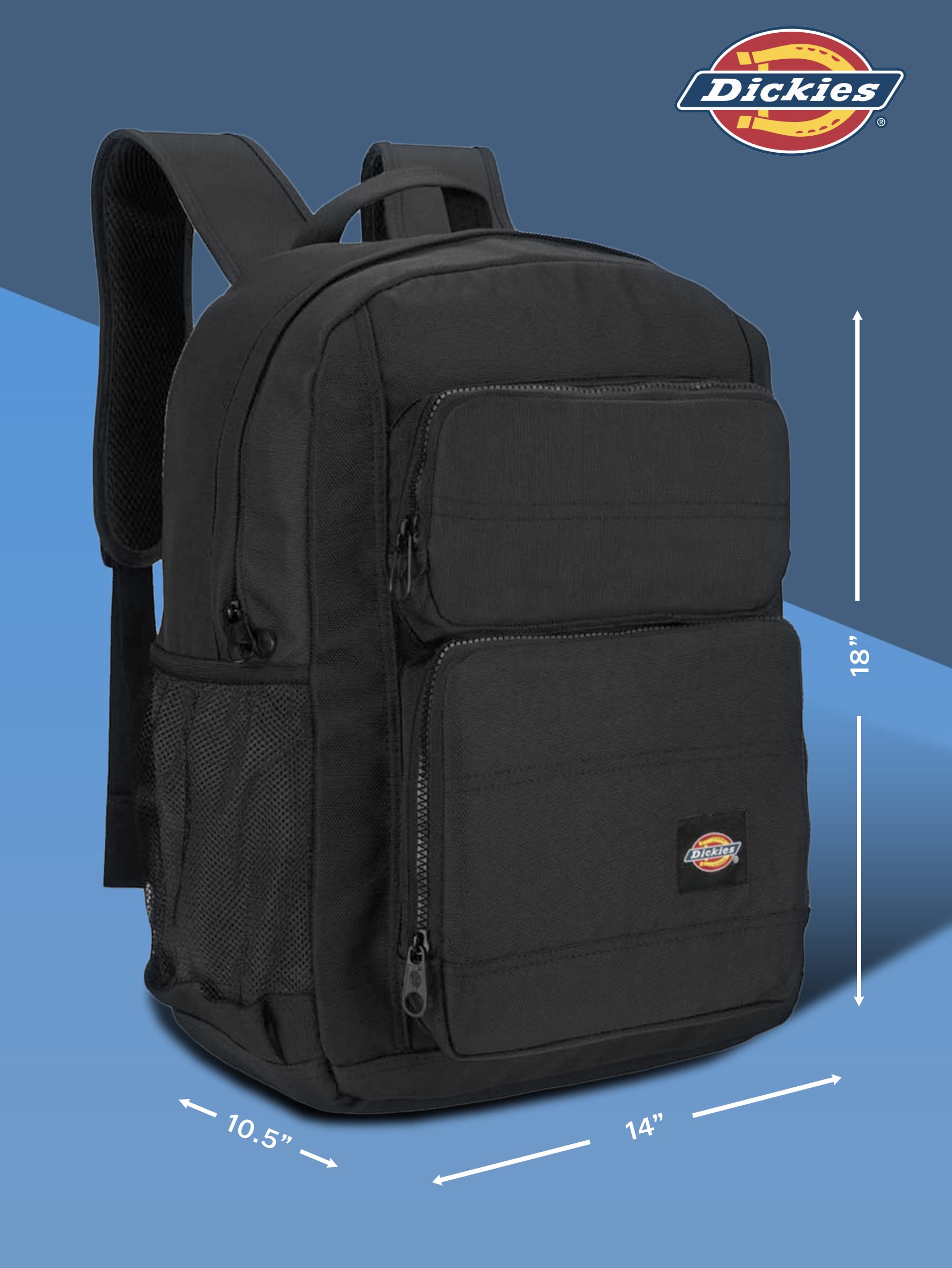 Dickies Tradesman Backpack Large Capacity Logo Water Resistant Casual Daypack for Travel Fits 15.6 Inch Notebook (Black)