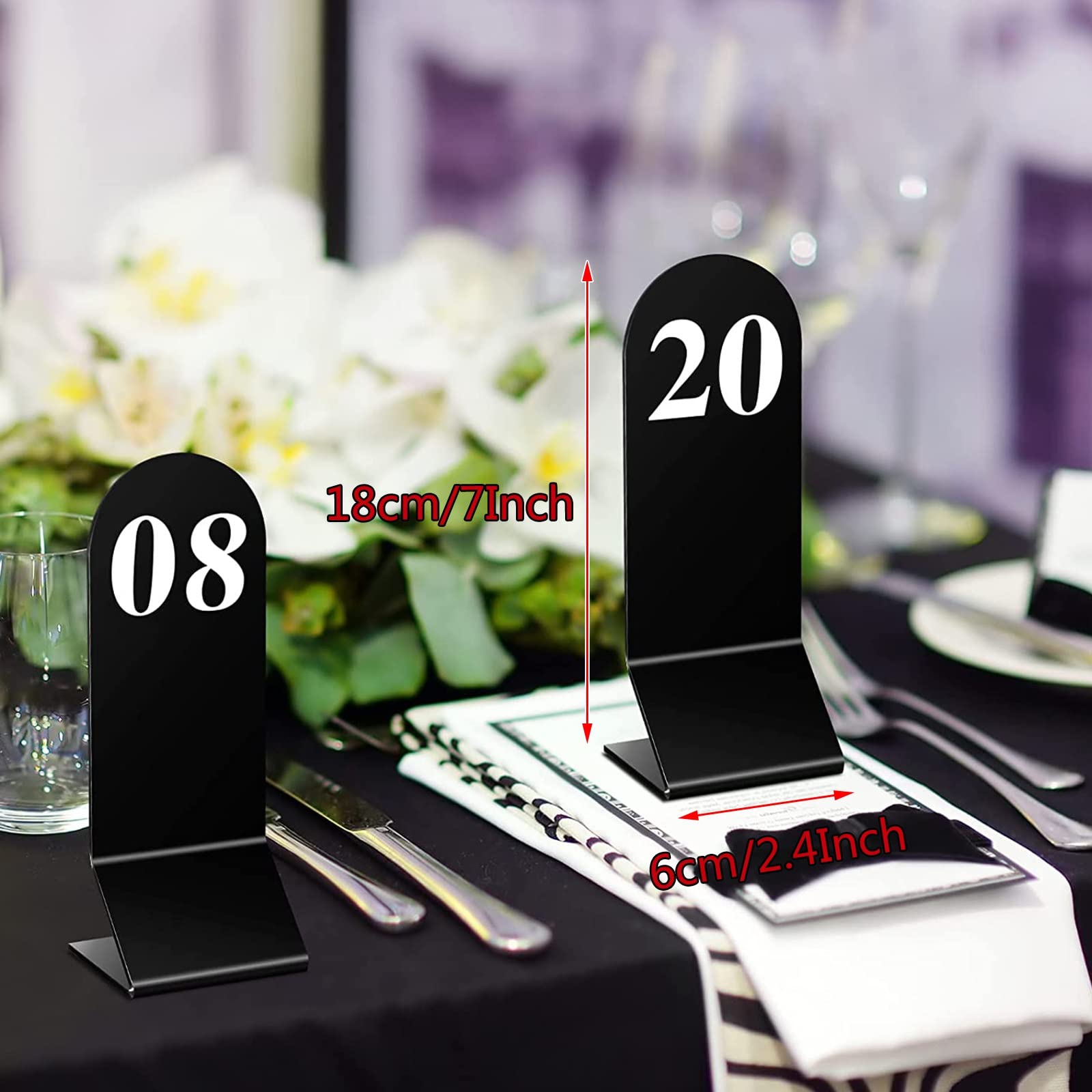 Juego de números de Mesa Letreros de acrílico Negro con números de Mesa for restaurantes, del 1 al 20, for cafeterías, Bares, Bodas, mesas reservadas