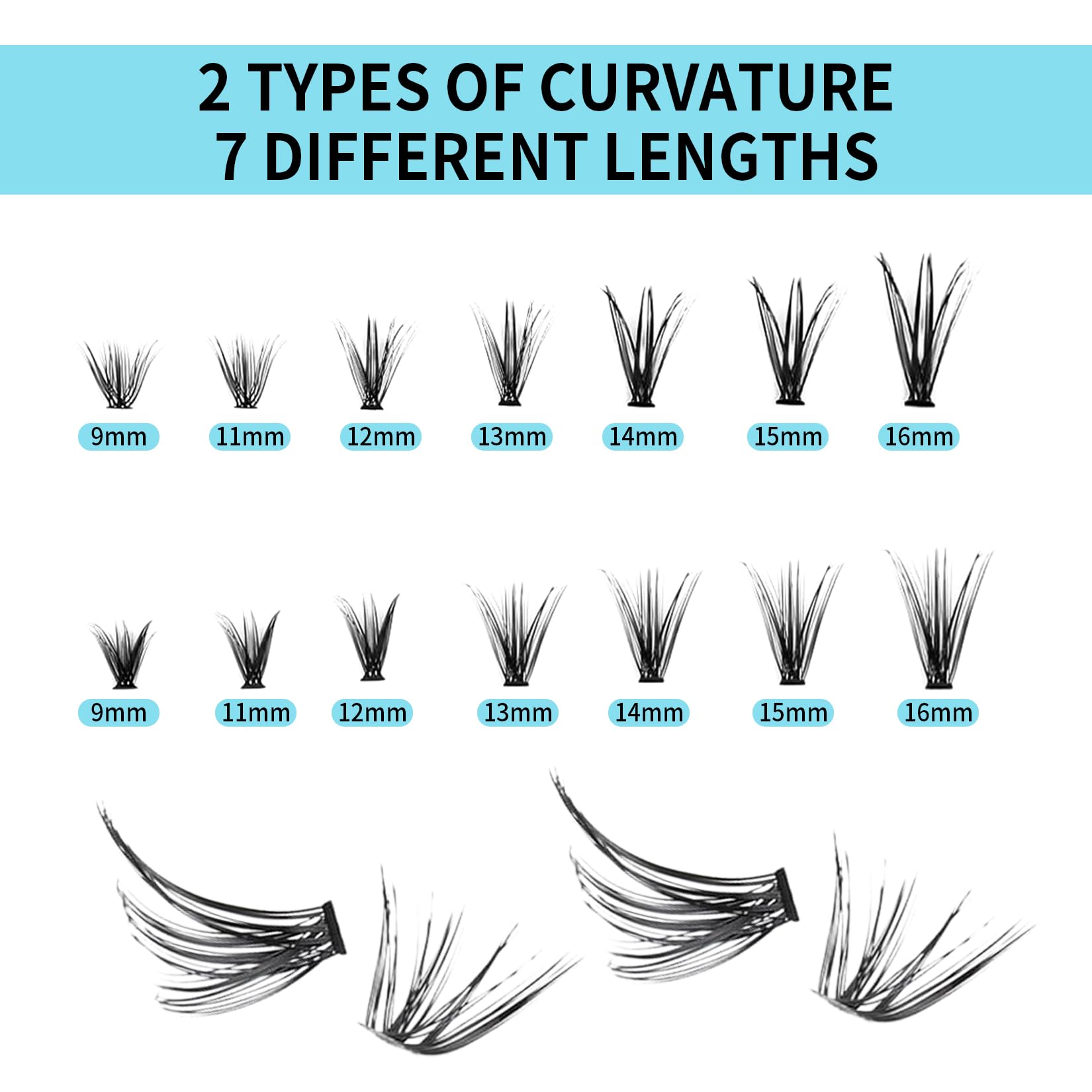 NPFVKSA Lash Clusters 30D+40D Wispy Lashes(9-16mm) DIY Natural Lashes 280pcs D Curl Lash Extension For Use At Homecluster Eyelash Extensions - Image 2