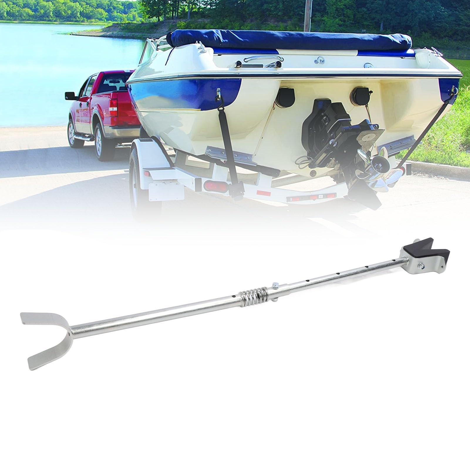 Boat Transom Saver with Spring 20.28 to 28.94in Adjustable Secure Engine Roller Trailer Mounts Outboard Motor Support For Boat Trailer