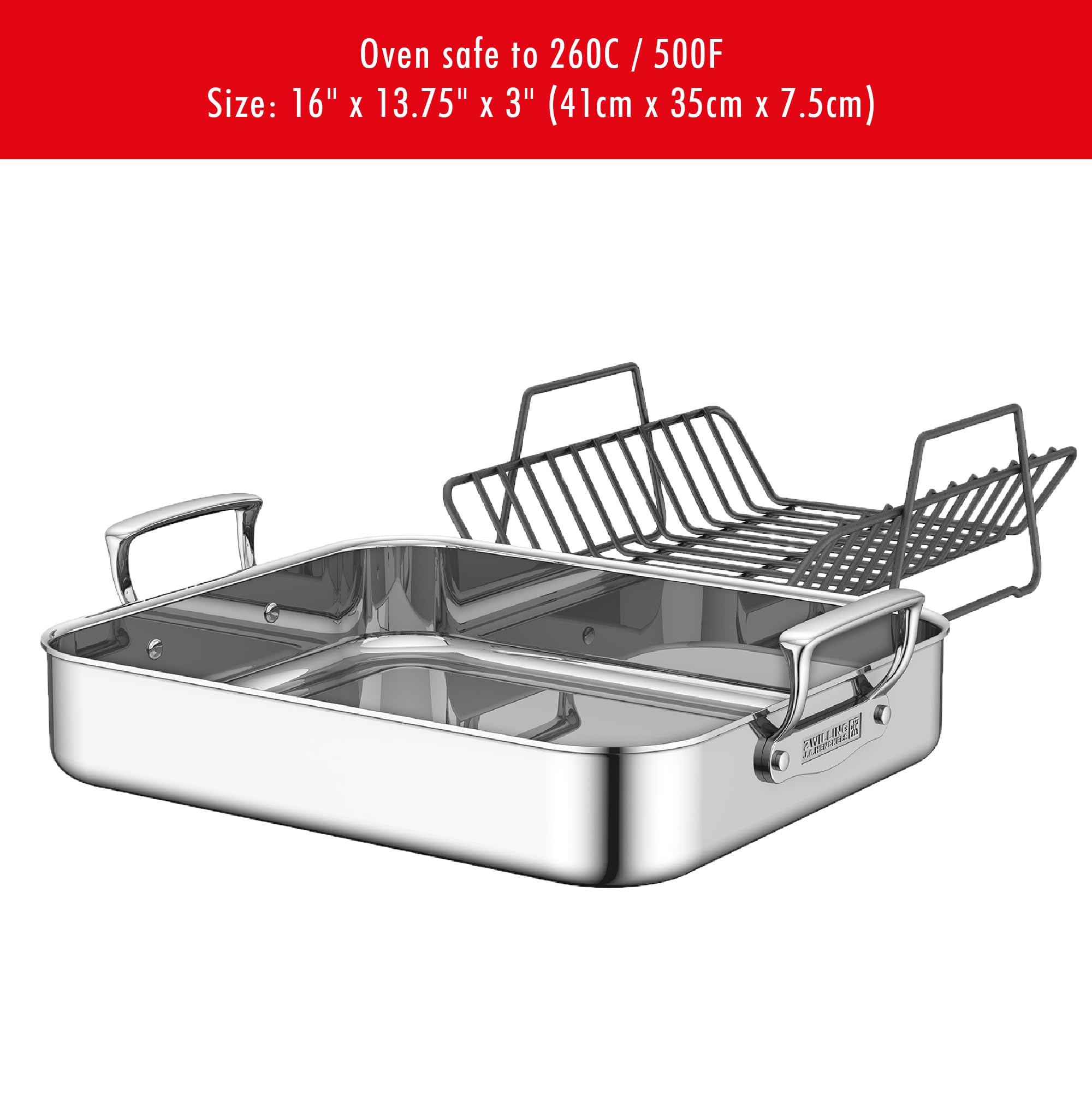 ZWILLING Plus 16-Inch 18/10 Stainless Steel Rectangular Roaster