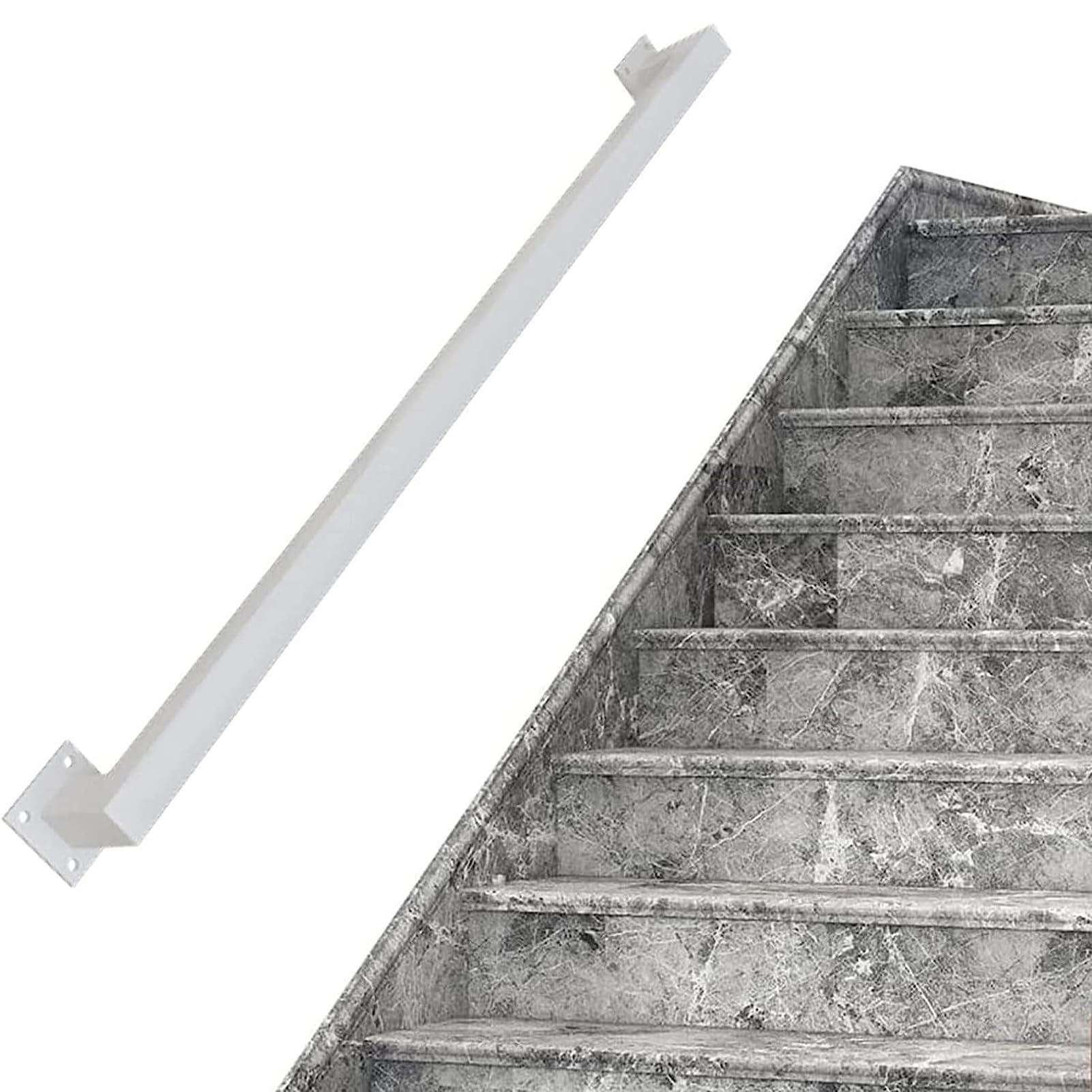 Rampe d'escalier 17 pi en fer blanc : rambarde moderne de sécurité pour intérieur
