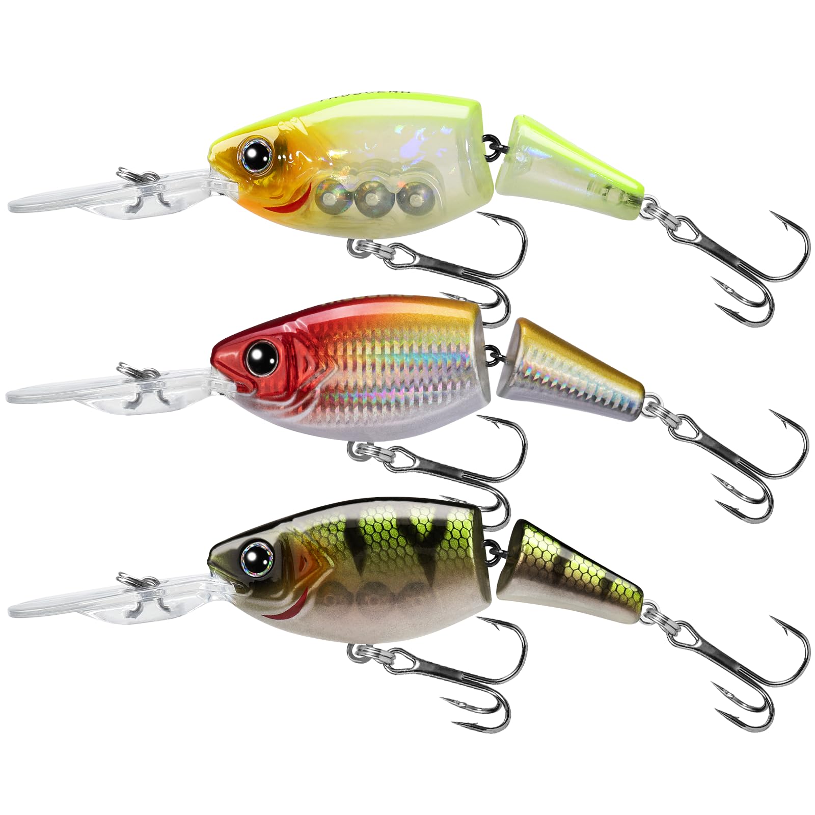 TRUSCEND Swimmax Easy Catch Fishing Lures with BKK Hooks, Wiggling, Vibrating, Rattling and Gurgling for More Bite, Heavy-Duty Dyneema Fiber Jointed Swimbaits for Bass, Trout, Walleye, Crappie, Pike