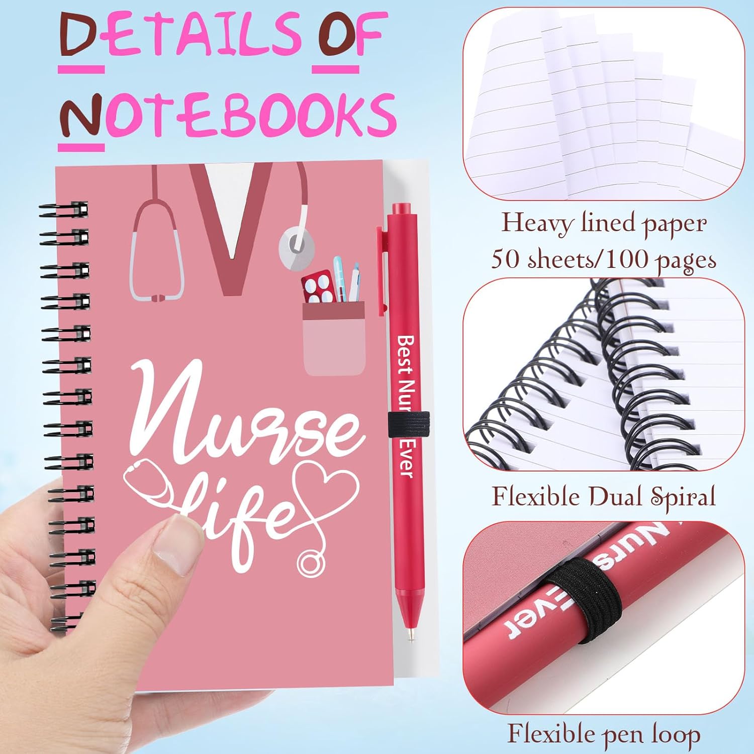 36 Pcs Nurse Appreciation Gifts Bulk 16 oz Plastic Coffee Cups Reusable Tumblers with Lid Inspirational Notebooks Pens Thank You Gifts for Nurse Women(Bright Color,Cute Style) - Image 4