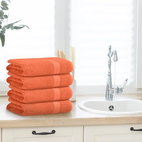 Miniatura 5 de Avalon Towels Juego de 4 toallas de baño, 100% algodón de 21.16 ozm, ligeras y altamente absorbentes, toalla de secado rápido, sensación suave, 27 x