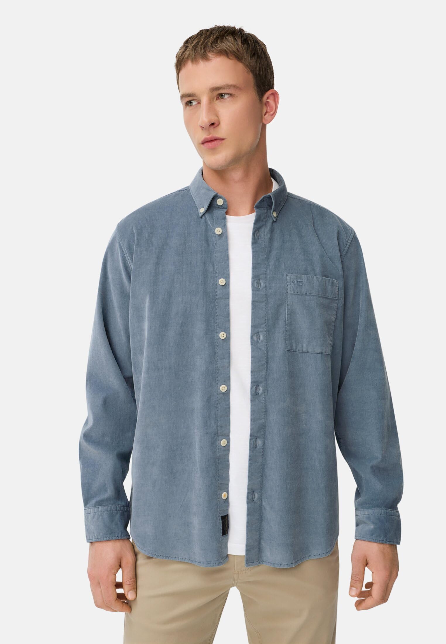 camel active Herren fleXXXactive® Langarm Shirt mit Button-Down-Kragen und Brusttasche