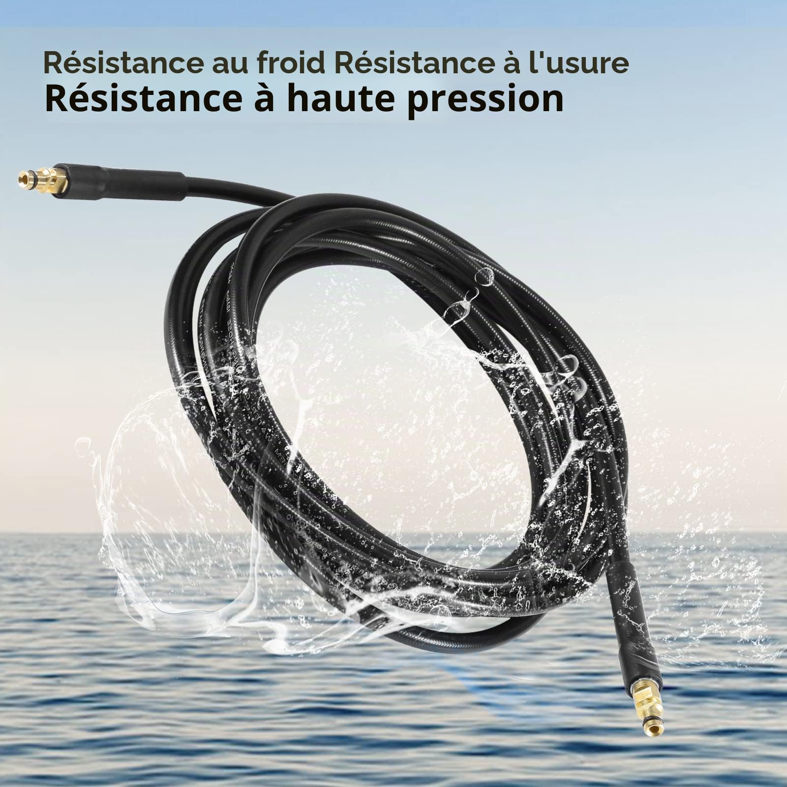YUET 5M Tuyau de Rechange de Nettoyeur Haute Pression Pour Karcher K2 K3 K4 K5 K6 K7 Rallonge Flexible Connecteur Rapide avec Embouts en Laiton Tuyau d'extension