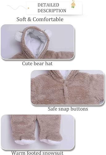 Miniatura 5 de XMWEALTHY Ropa unisex para bebé, abrigos de invierno, lindo mono para recién nacido, traje de nieve, bodys para artículos esenciales para bebés