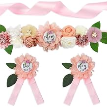 Maternity Sash Set Baby Shower Floral Belly Belt Baby Shower Decoration for Mom to Be Pregnancy Party Supplies