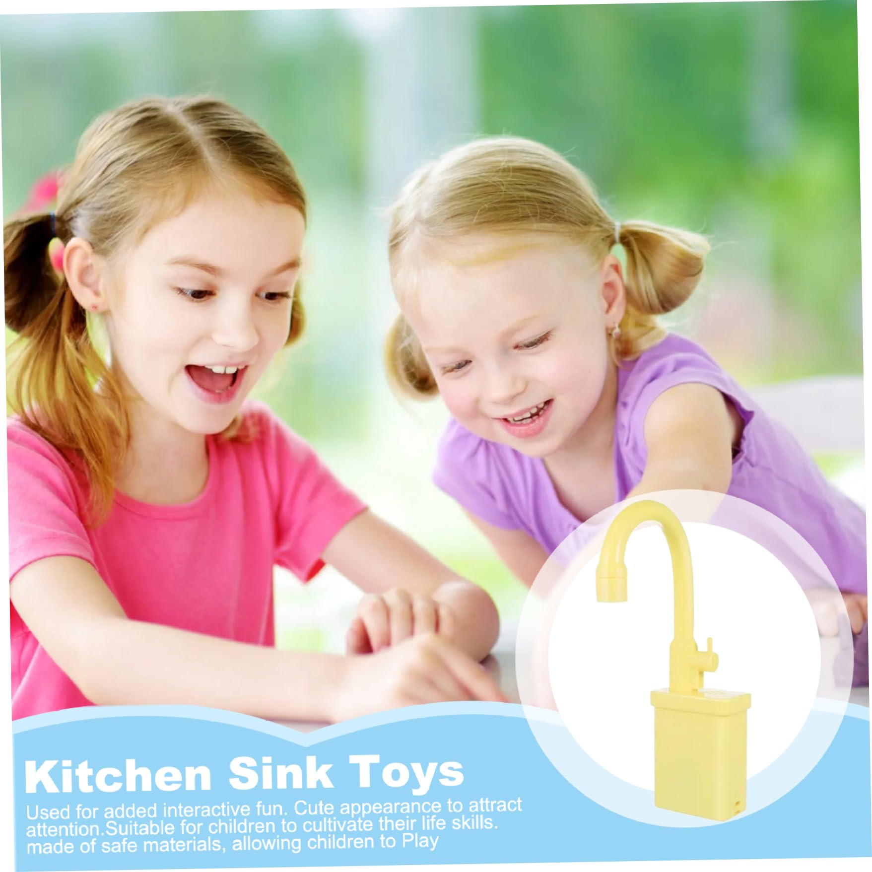 Rubinetto per lavandino giocattolo, lavandino giocattolo in plastica con acqua corrente, 6, 1x10, 8" rubinetto per lavello da cucina di ricambio accessori per casetta da gioco per bambini bambine