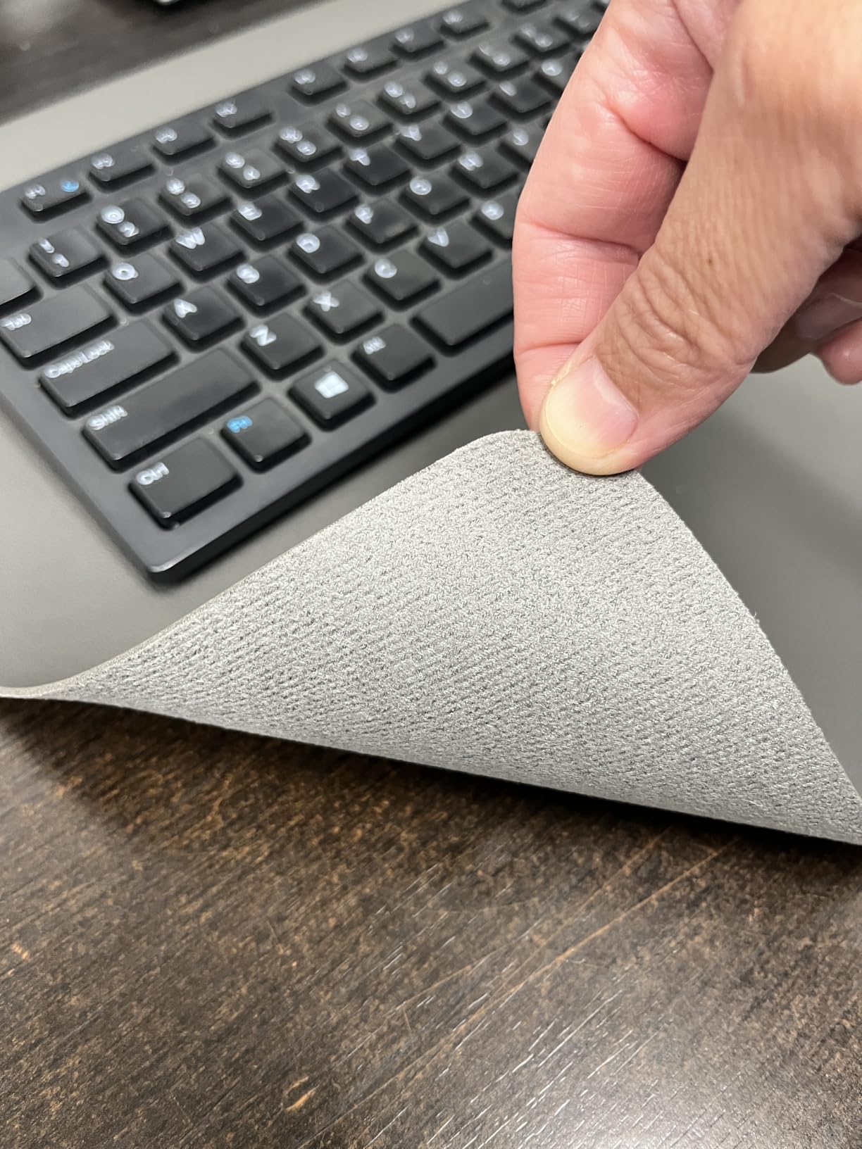 Underside of desk mat showing non-slip base
