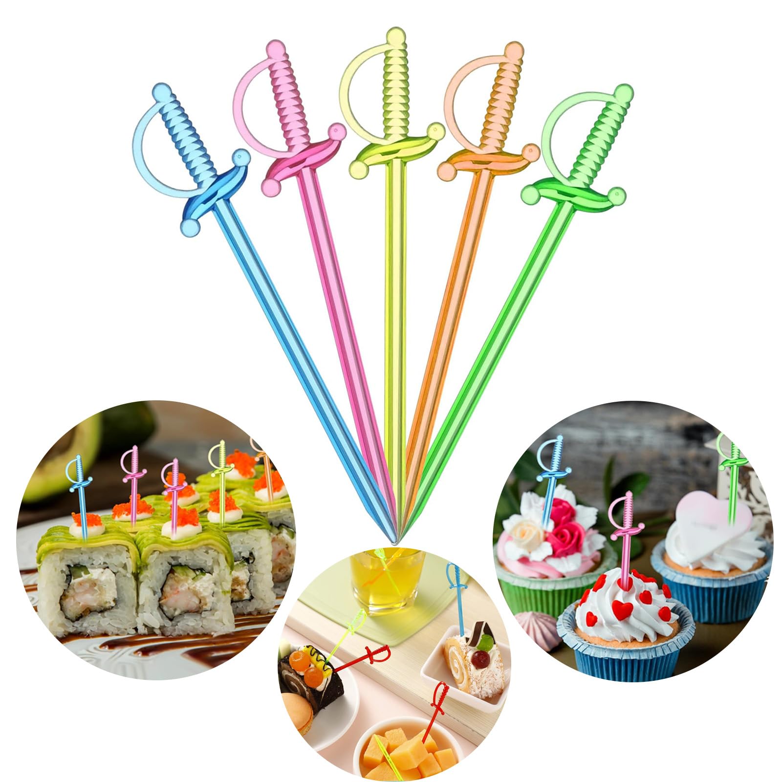 200 Brochettes à Fruits Réutilisables en Plastique sans BPA, Fourchettes Mini Enfant avec Motifs Cœur Note Musicale Flamant Épée, Piques Apéritifs Cocktail pour Soirée Barbecue Réunion Familiale