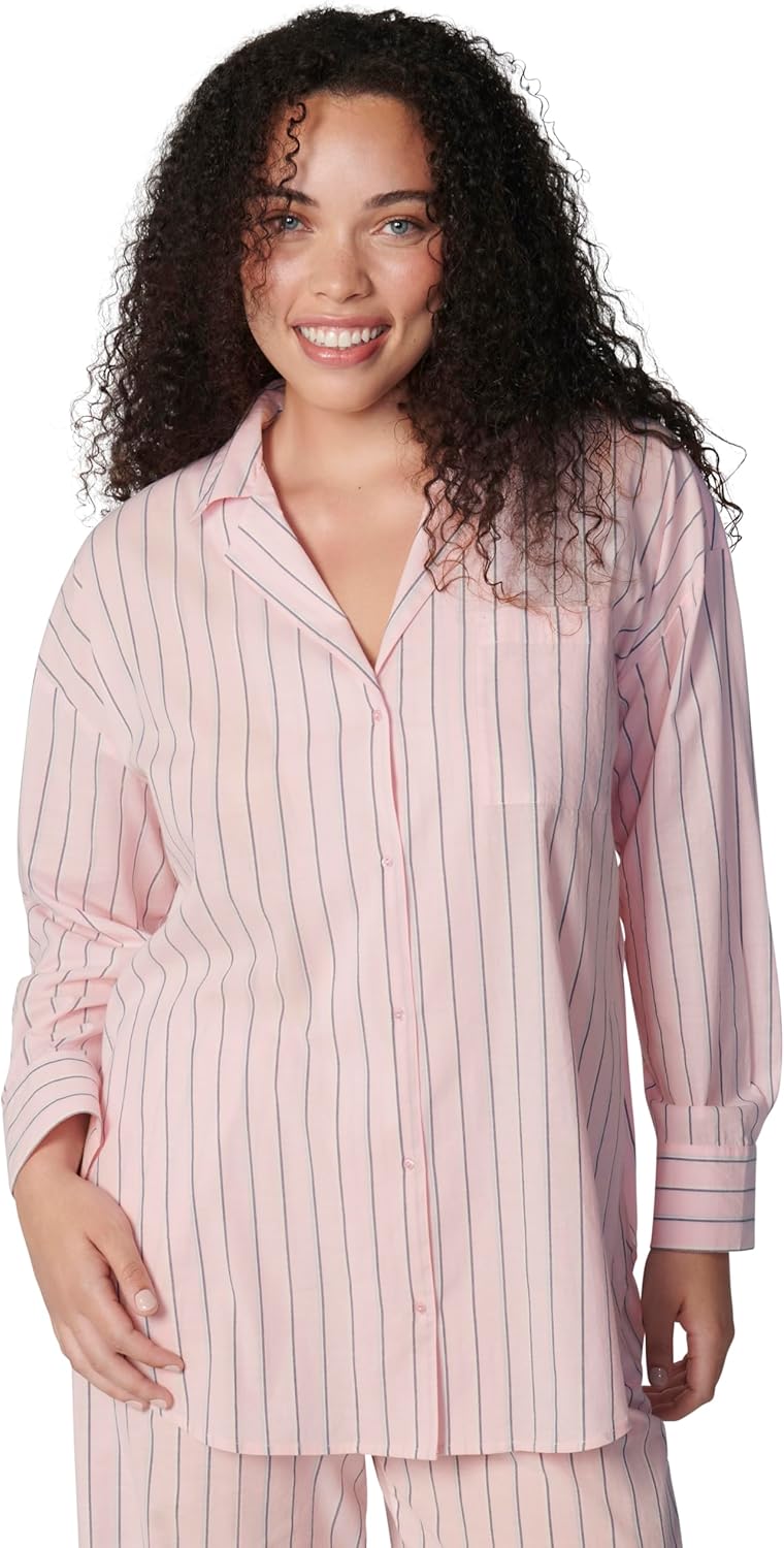 florence by mills womens Morning Bliss Poplin Long-sleeve Button-down Sleep Shirt - Image 2