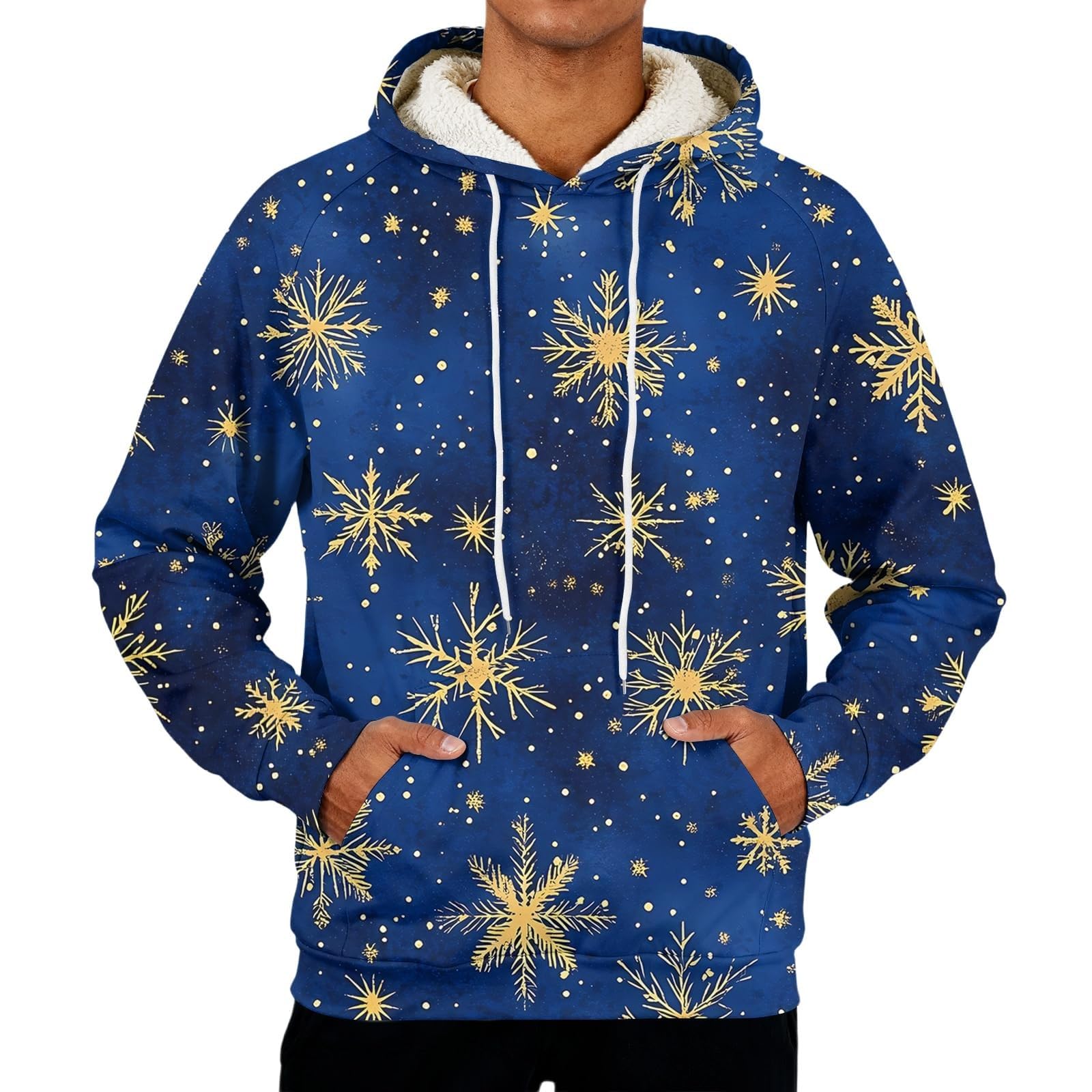 Sudadera con capucha con forro polar para hombre, diseño de árbol de Navidad, Papá Noel, cálido, manga larga, suéter, novedad, disfraces navideños, ropa de vacaciones, incluye