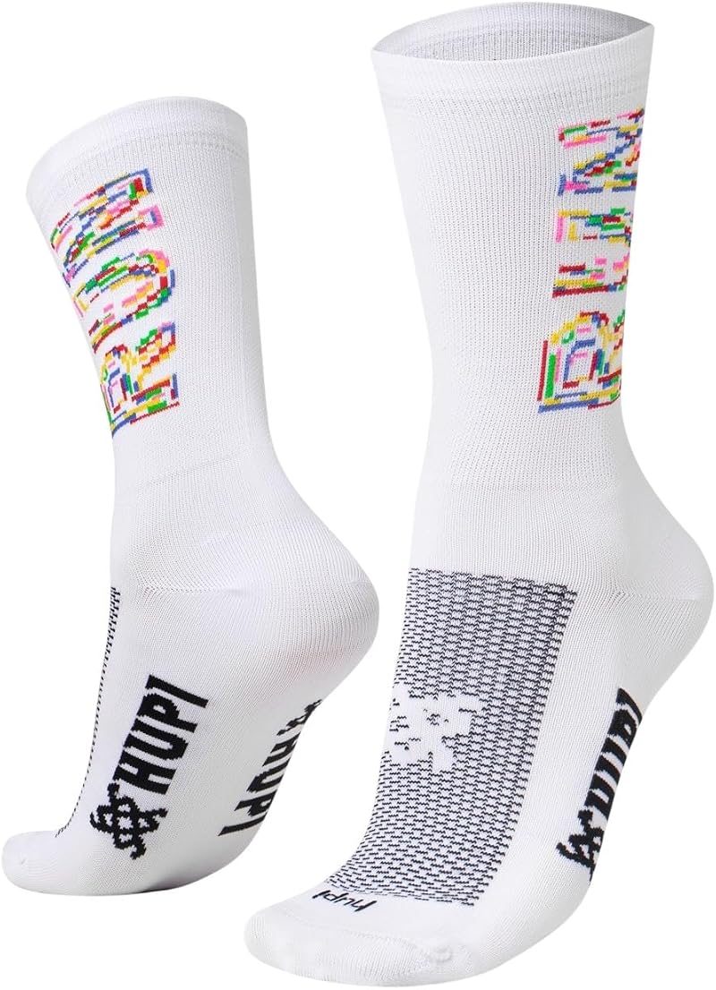 Meia Ciclismo Corrida Bike Hupi Cano Médio Cores 1 Par - Run Colors Branca - Tamanho 36-42