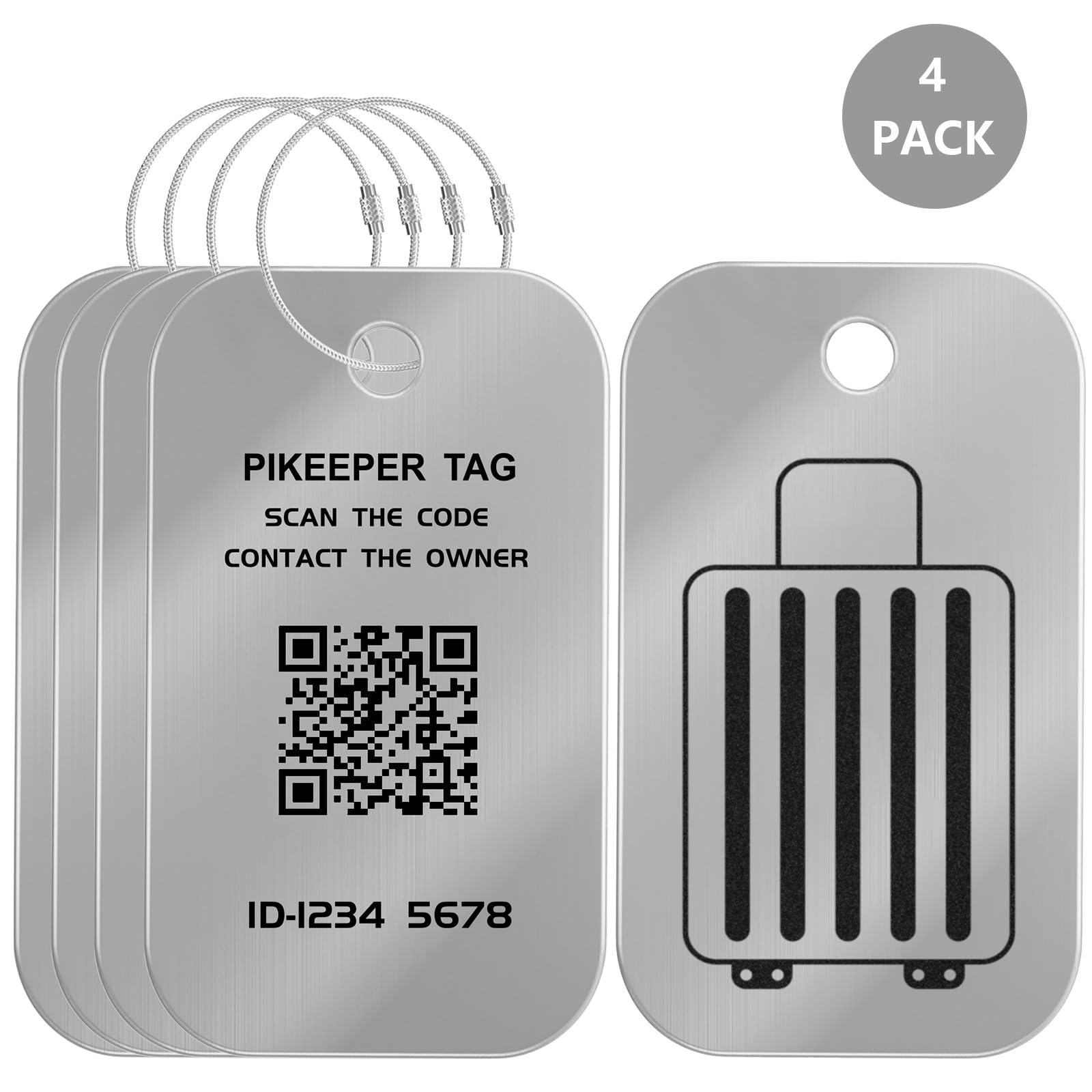 Aviationtag QRコード付 4枚セット Amazon.com: PIKEEPER 4-Pack Smart QR Code Luggage Tags, Location