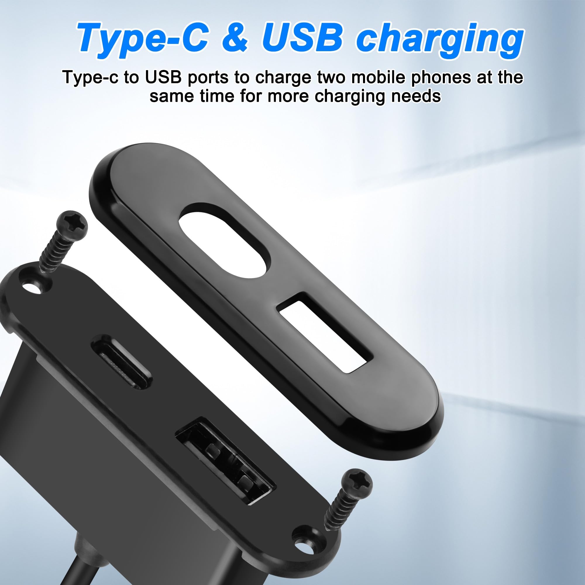 XMSJSIY Gniazdo zasilania biurkowego USB C, 5 V/2 A, USB typu A, typ C, wbudowany port ładowania, telefon, ładowarka biurkowa, stacja na sofę, stół, stolik nocny, stół warsztatowy, biuro, dom, 1,2 m