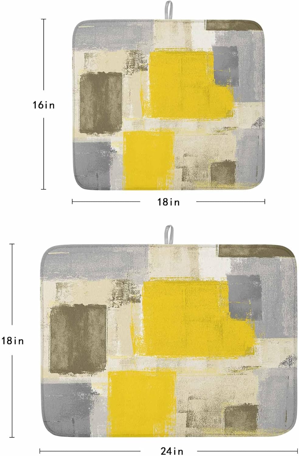 Dish Drying Mat for Kitchen, Abstract Art Yellow Mottled Texture Vintage Absorbent Dish Drying Pad, Kitchen Counter Mat for Dishes Utensils Camping, 18"x24"(2 Pcs)