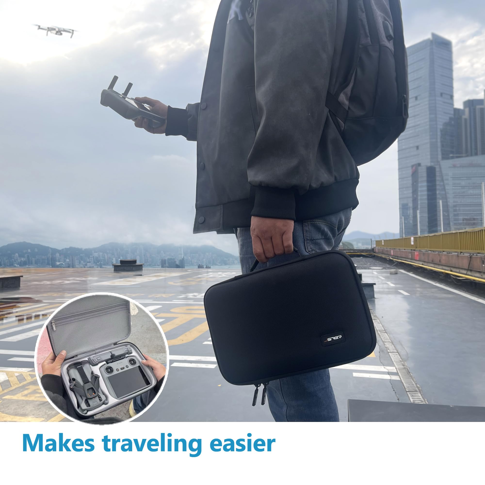 JSVER Mini 5 Pro Étui Portable EVA Dure Cas Voyage pour DJI Mini 5 Pro Sac de Transport pour DJI Drone Housse pour RC 2/RC-N3 Contrôleur Fly More Combo Accessoires-Noir