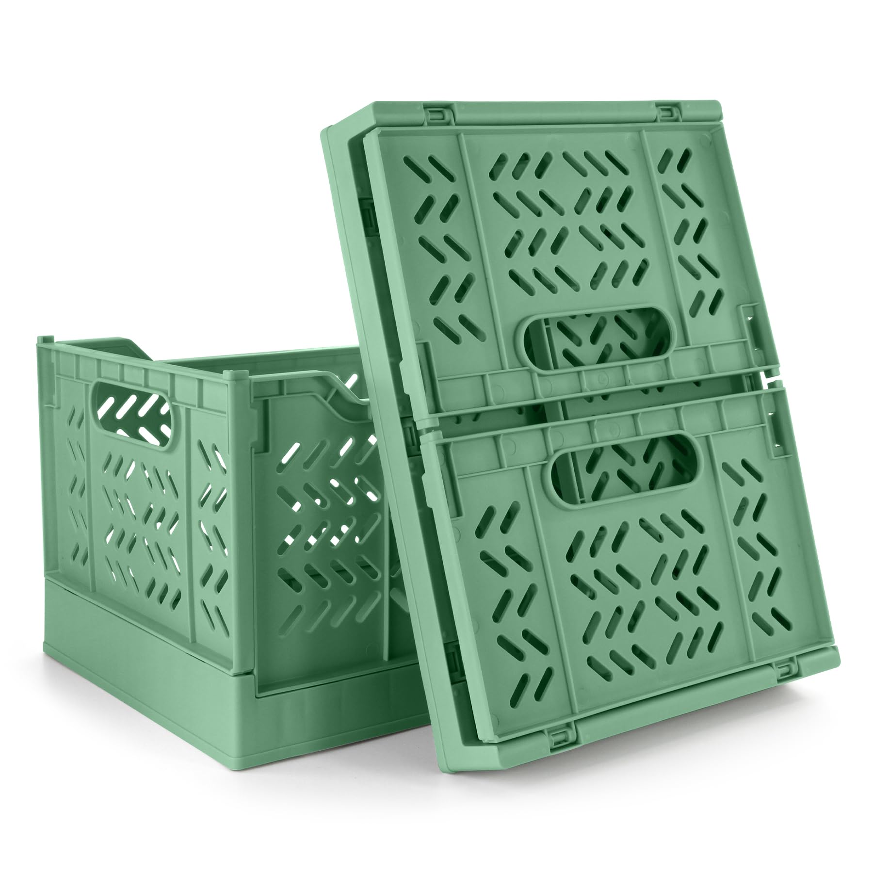 Lot de 2 Grandes Boîtes de Rangement Pliables-Caisses de Rangement en Plastique Empilables-Paniers de Rangement Pliables pour la Cuisine, le Salon, la Chambre à Coucher(Jaune)