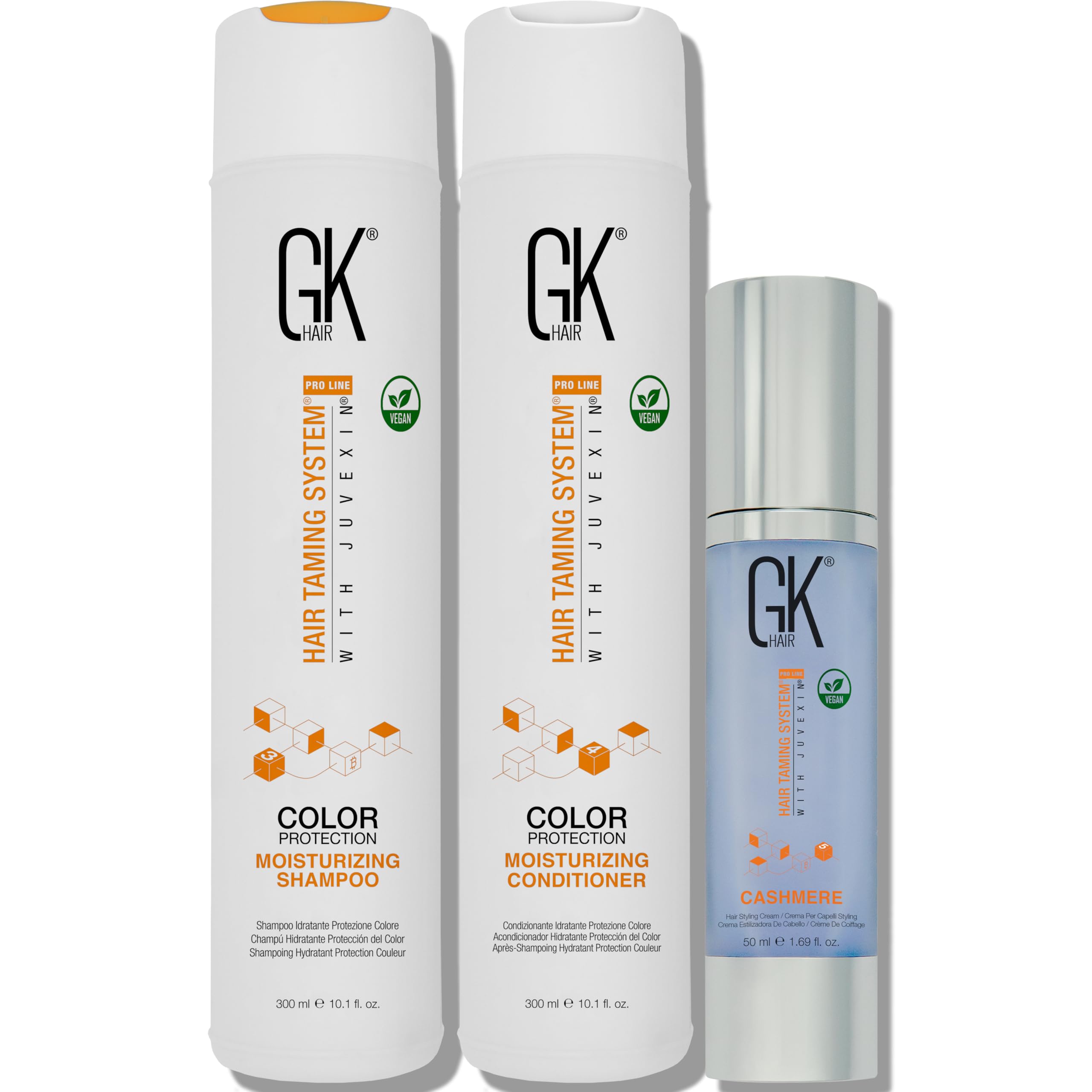 Global Keratin Balancing Shampoo and Conditioner Sets (10.1 Fl Oz/300ml) with Leave In Cashmere Smoothing and Styling Cream (1.69 Fl Oz/50ml) For Dry Damaged Frizzy Oily & Color Treated Hair