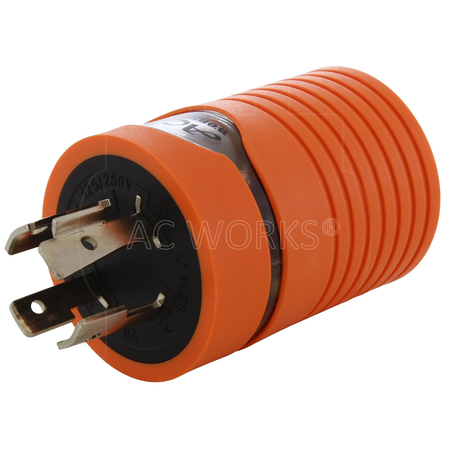 AC WORKS [ADL1420L520] Locking Adapter L14-20P 20A 125/250Volt 4Prong Male Plug to L5-20R 3Prong 20A 125Volt Locking Female Connector