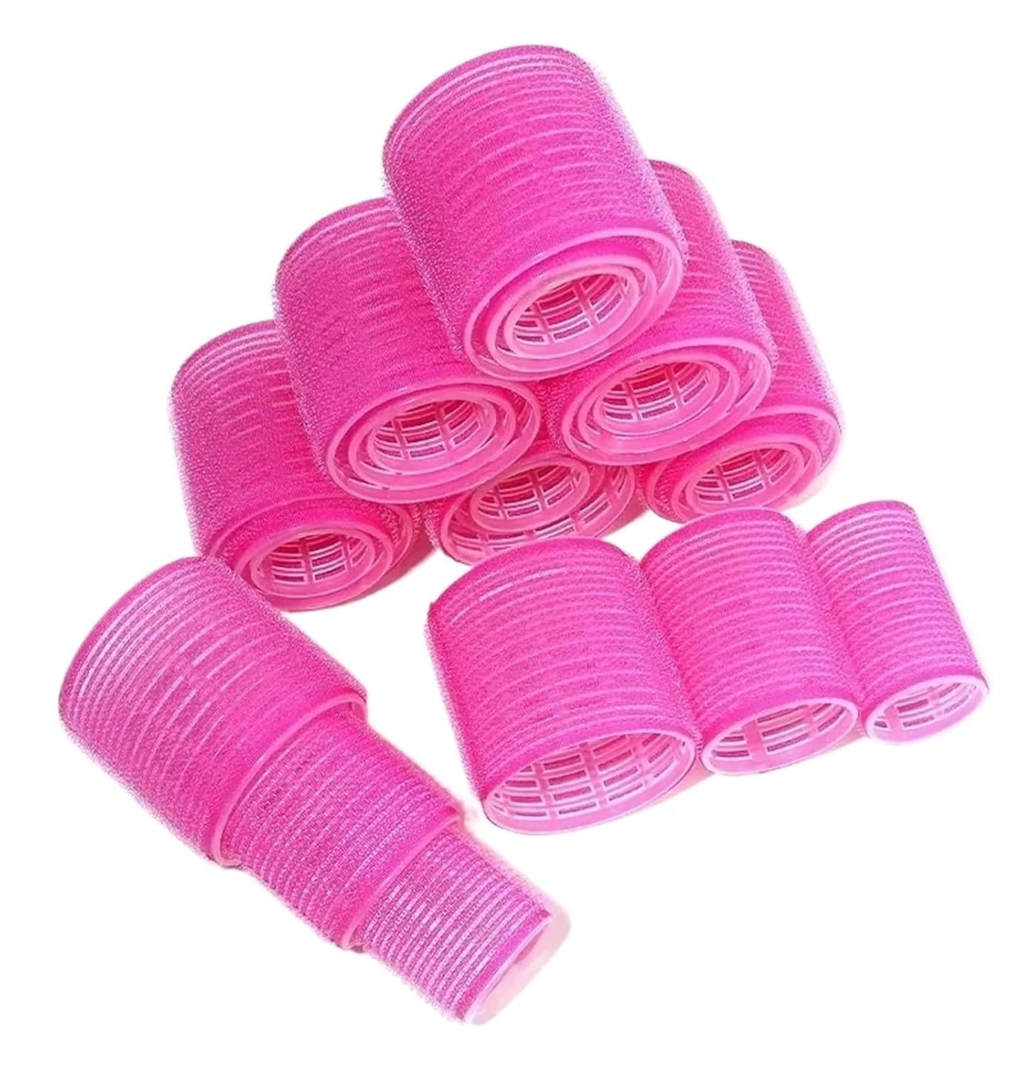 Hair Rollers for Blowout Look Long Hair 2sets 28pcs/Set Hair Roller Sets Self Grip Hook Curlers Heatless Salon Dressing 3 Sizes Rollers Styling(Rose)