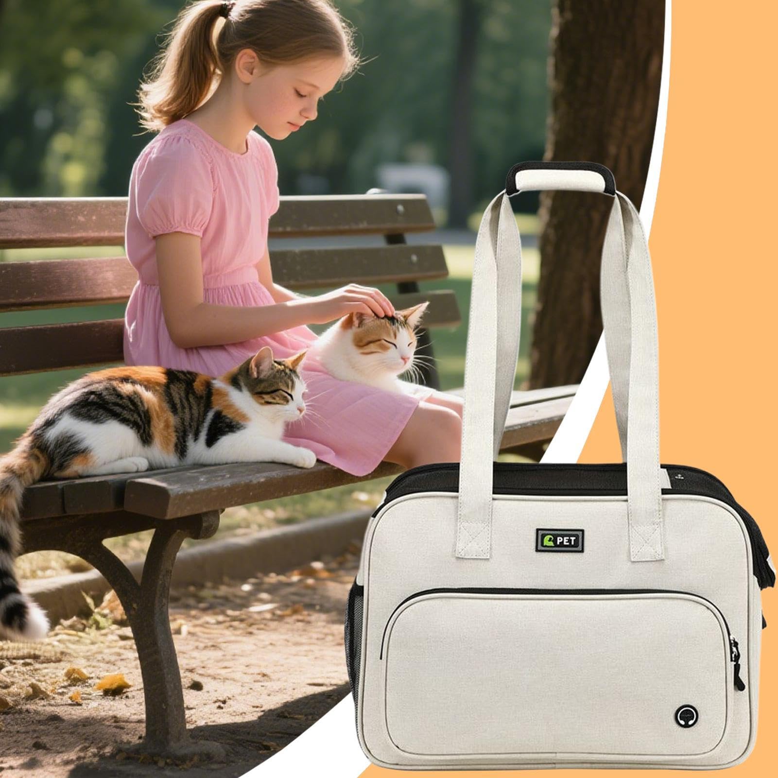 Transportín para Perros - Mochila Tote Suave con Correa,Bolso De Mano Portátil para Viaje De Cachorros - para Gatitos Perros Gatos Viaje Veterinario Picnic Parque Compras Paseos En Coche