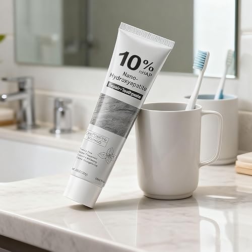 Miniatura 6 de 10% Nano Hidroxiapatita Pasta de dientes para reparación avanzada del esmalte y alivio de la sensibilidad, sin flúor, menta fresca, pasta dental