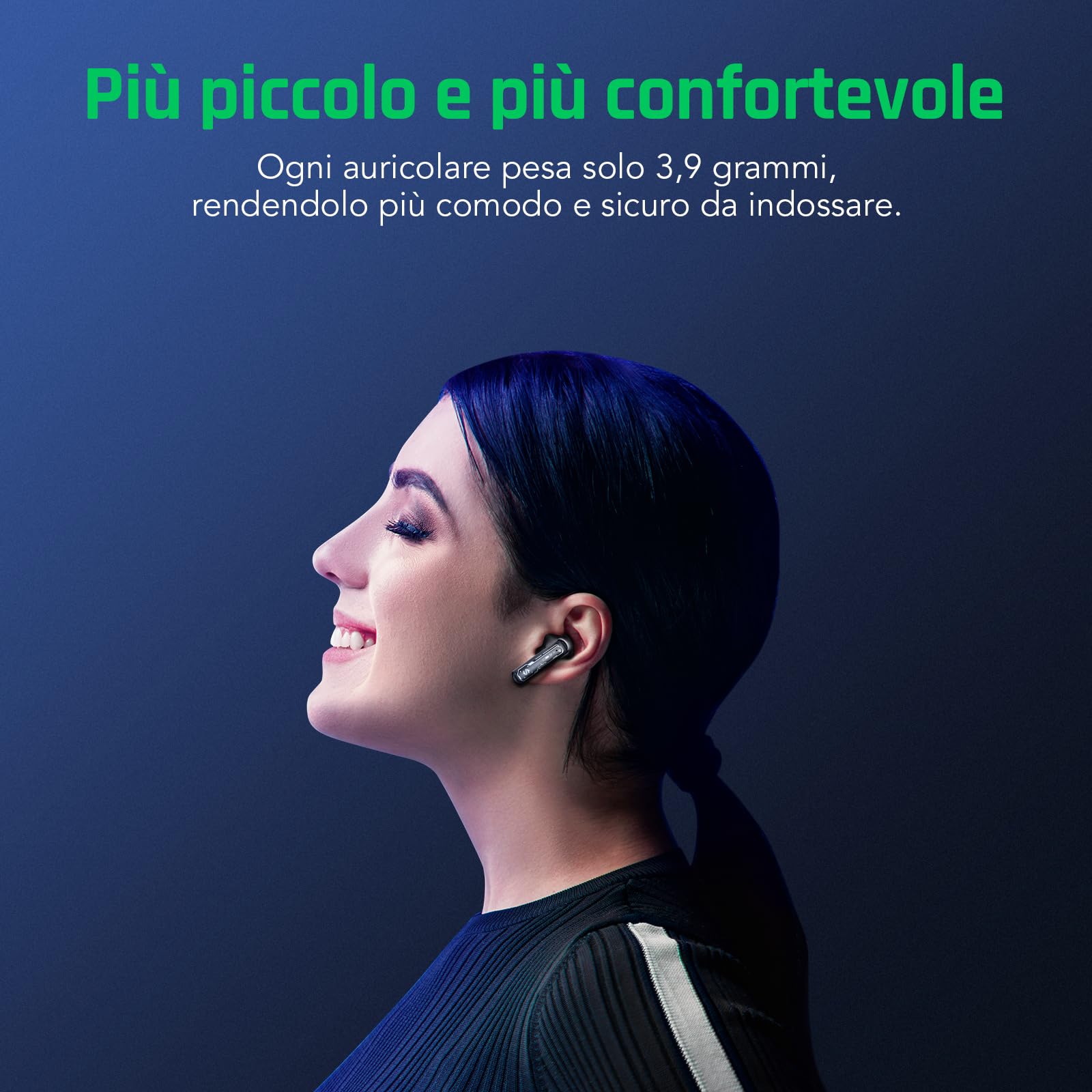 Black Shark Cuffie Wireless da Gioco True, Bluetooth 5.3 con Modalità Gaming/Music,30 Ore di Riproduzione,Chiamate Stereo Chiare, Quattro luci e indicatore batteria, In-Ear Cuffie Bluetooth - T15