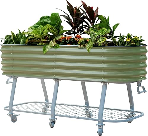 Vego garden Cama de jardín elevada de 2 x 6 pies con patas y sistema de células de absorción, perfecta para jardinería de verduras, hierbas y flores