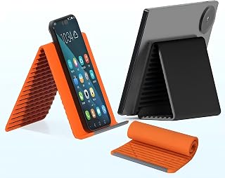 Flexible Silicone Device Stand, Foldable Multi-Angle Holder for Phone Tablet and Laptop, Portable Lazy Stand for Desk Travel Office and Hands-Free Viewing Streaming and Typing
