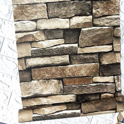 MelunMer Papel tapiz de roca de 32.8 pies, papel tapiz de piedra para despegar y pegar, papel tapiz autoadhesivo para pegar y despegar, papel tapiz