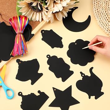 Deekin 120 Pcs Eid Scratch Paper Set Ramadan Crafts Scratch Cards Hanging Ramadan Gifts Eid Magical Party Activities DIY Art Painting Project Supplies