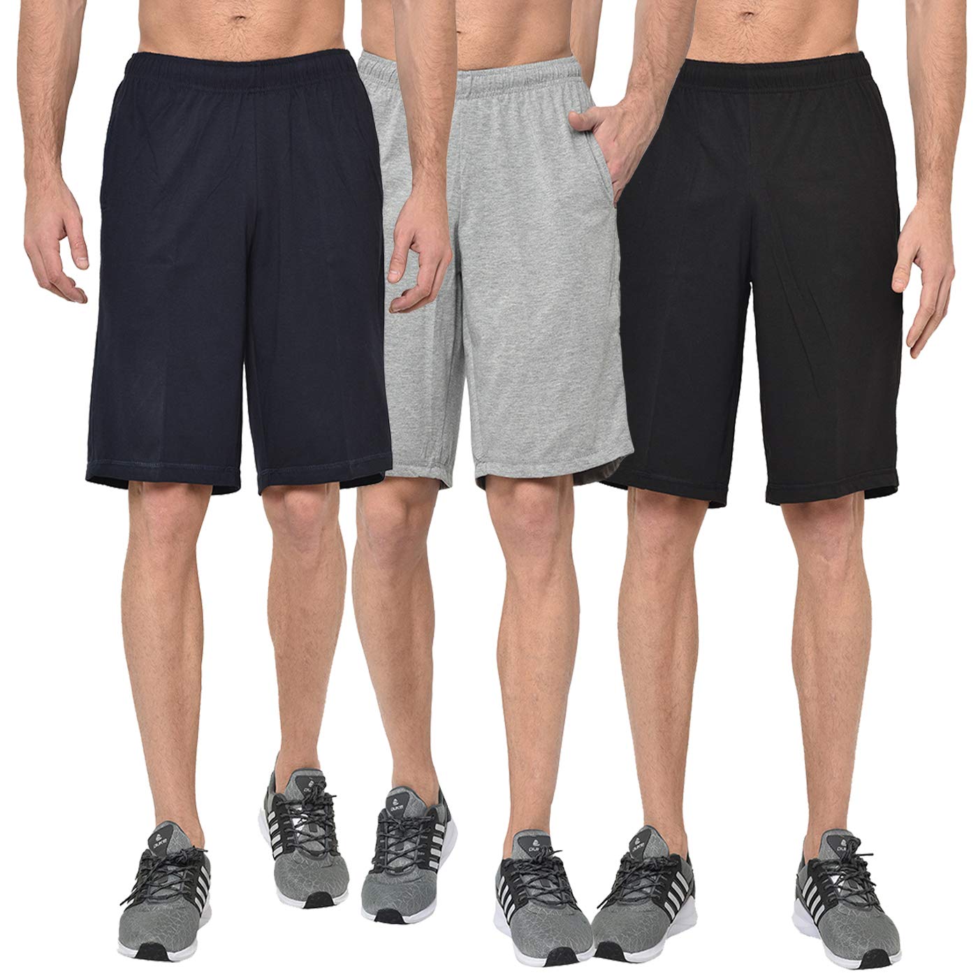 mack jonney Multi Regular Fit Cotton Blended Shorts for Men(Pack of 3)-picture-19