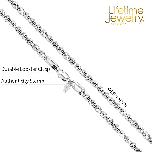 Vista 6 de LIFETIME JEWELRY 5mm Chain for Men & Women Diamond Cut Rope Chain for Men & Necklace Chain for Women 16 to 36 Inch Black Gunmetal Stainless Steel