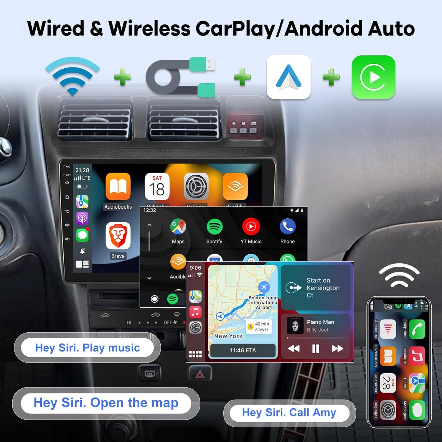 EKAT [2G+64G] Radio for Toyota Corolla 1991-1997 LHD Manual AC, Android Car Stereo with 9 inch Touch Screen, Carplay/Android Auto/1080P/Bluetooth/WiFi +AHD Backup Camera