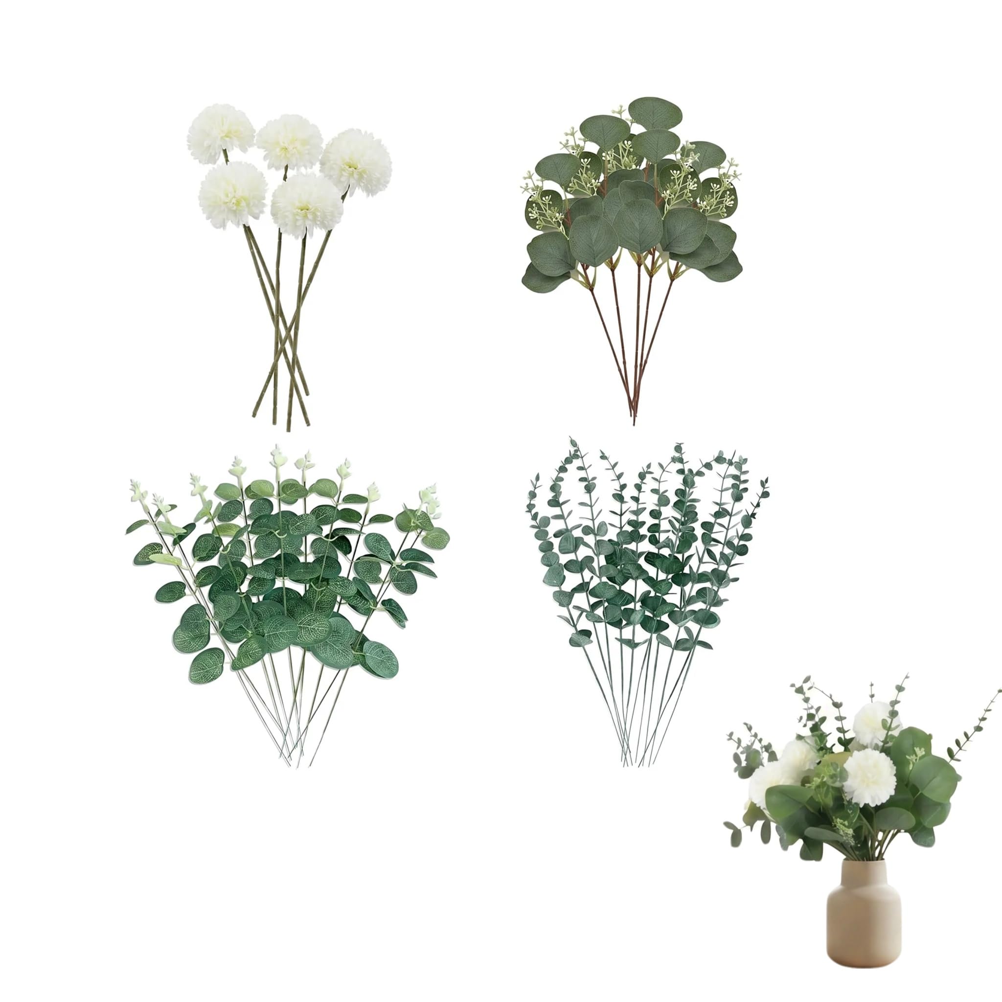 Cjytdkj Artificia Eucalyptus Stems, 30pcs Artificial Greenery Foliage