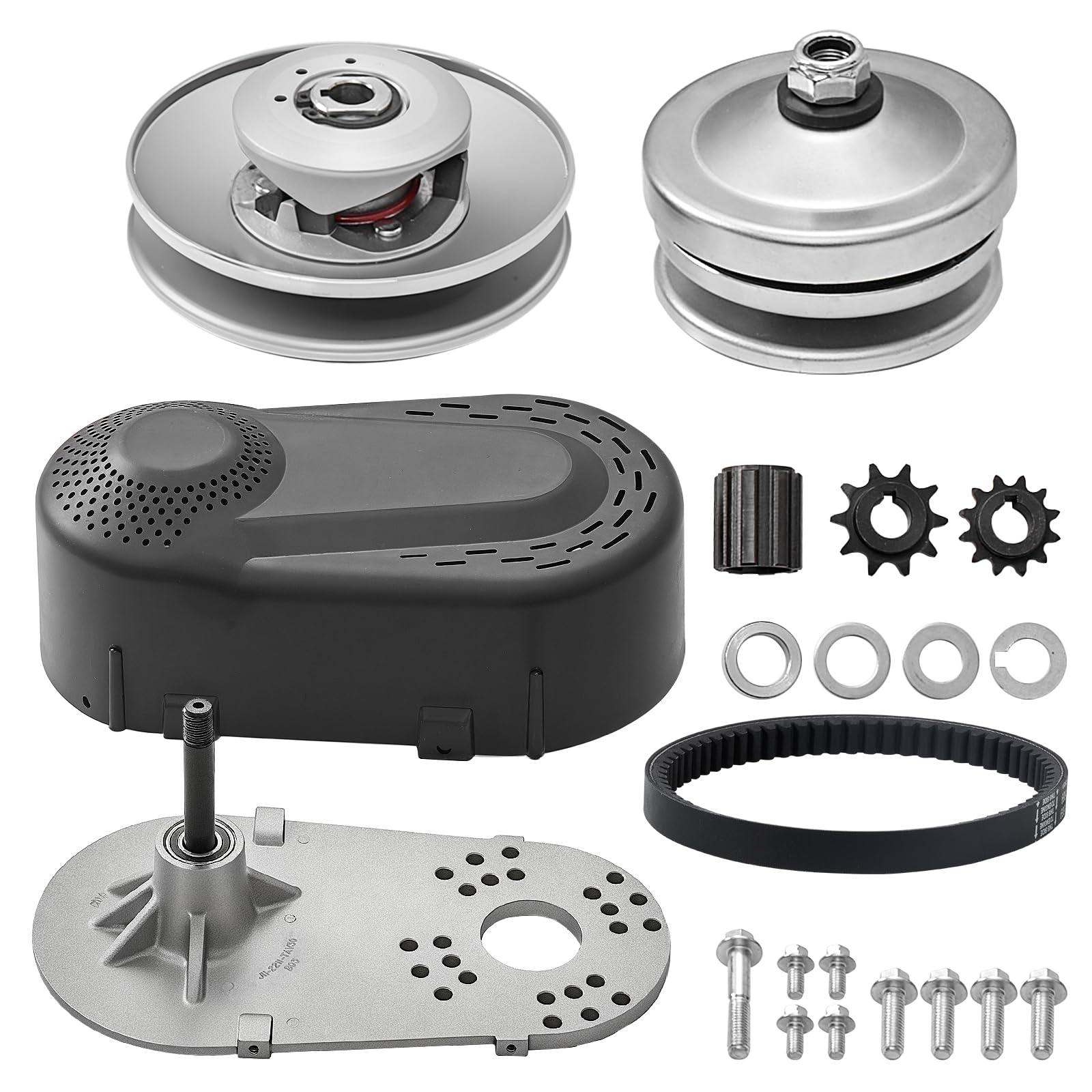 VEVOR Embrague de Transmisión Compatible con Motor 2-8 HP, Kit Embrague Alta Resistencia 2000 RPM, Ruedas Asimétricas Correa Goma, para Mini Moto 320x170x230 mm