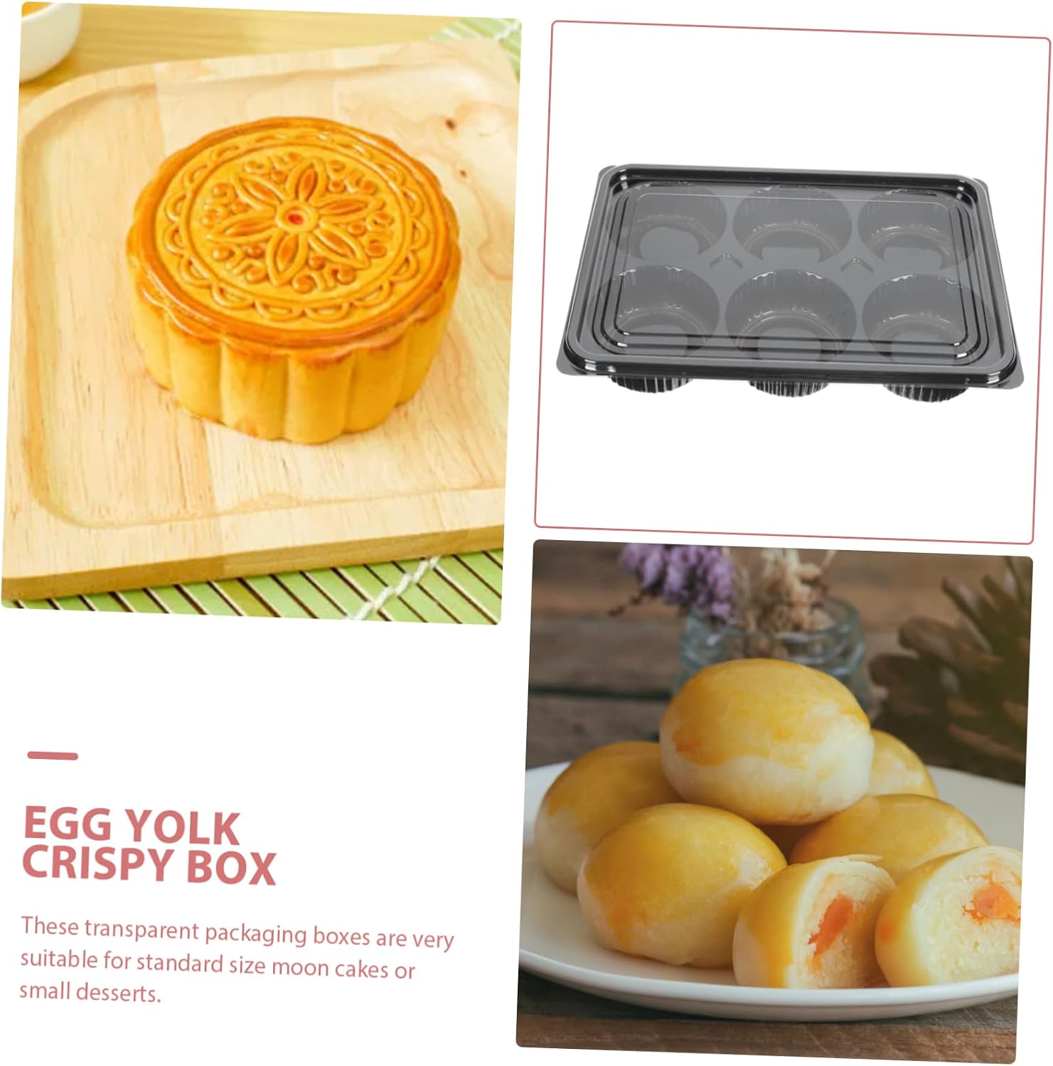 Unomor 6pcs Cupcake Holders Pastry Packaging Boxes Six Compartments Cake Wrapping for Home Baking Desserts for Biscuits and More