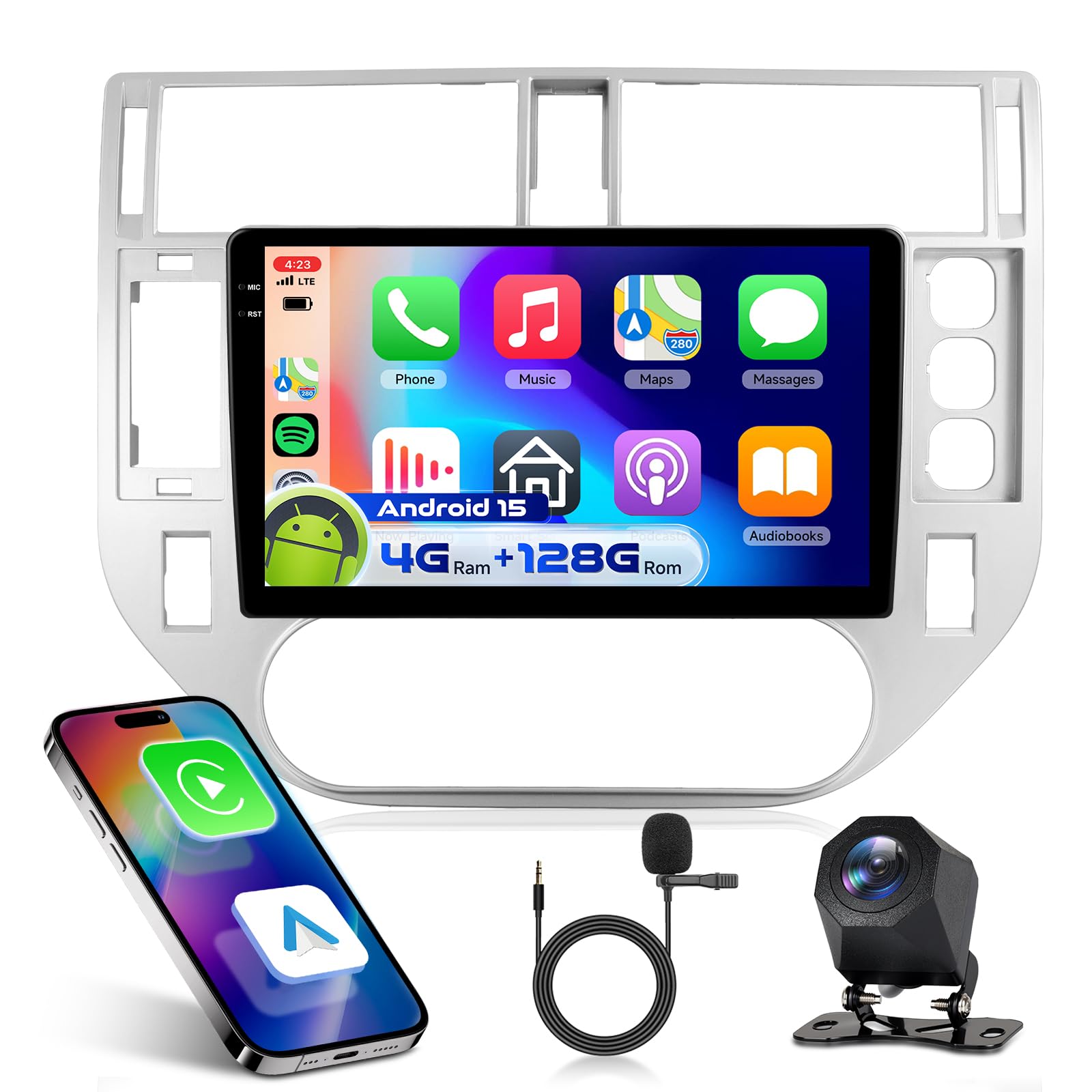 4G 128G VECHTEL 9" Radio para Coche con Bluetooth para Ford Kuga（Escape 2008-2012 Carplay Android Auto,GPS,RDS/FM Radio con cámara de visión Trasera