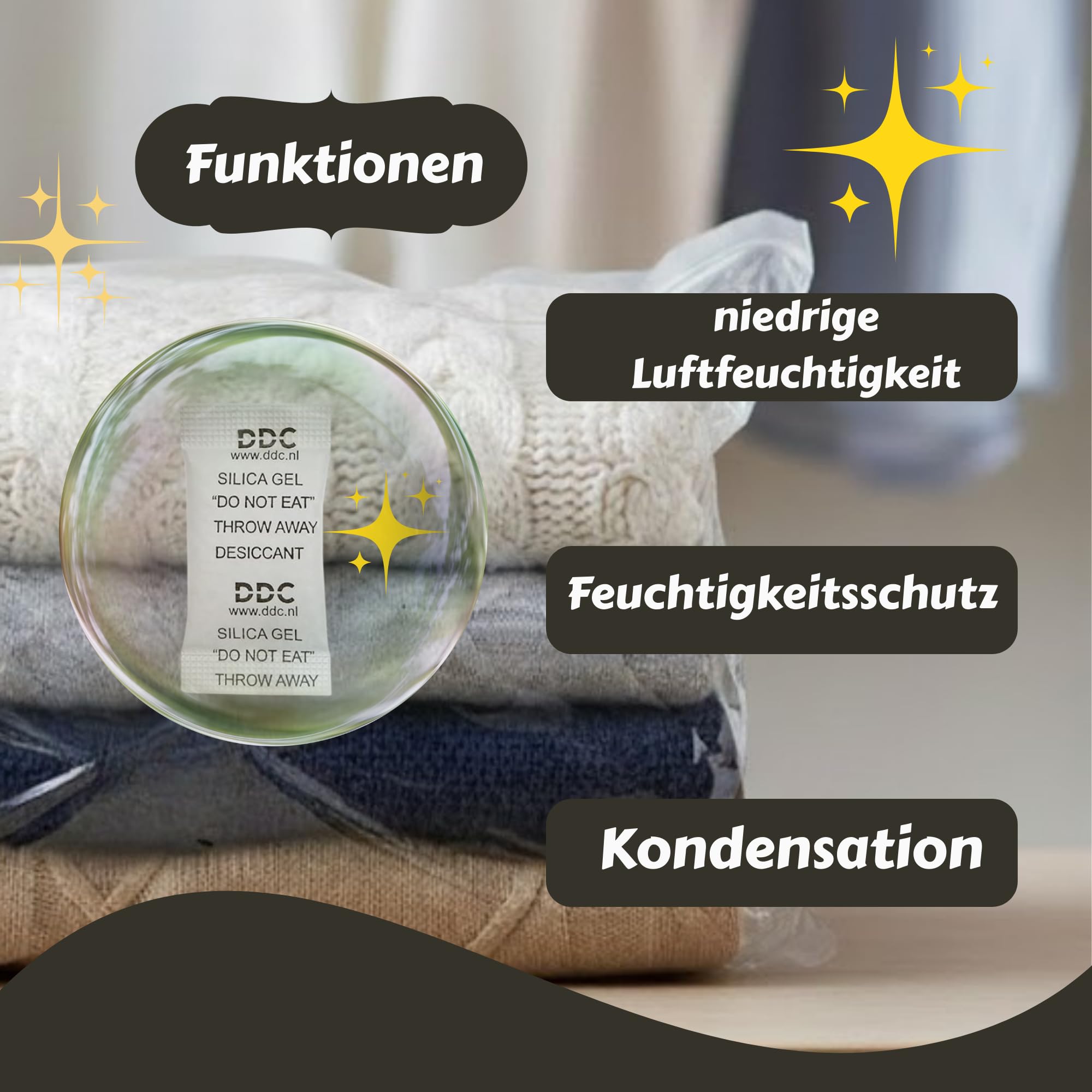 DDC Silica Gel Trockenmittel 1 g – Feuchtigkeitsabsorber Granulat für Elektronik & Aufbewahrungsboxen – 5x1000 Stk. Wiederverwendbares Silikat-Trockenmittel für Sammlerstücke & Waren