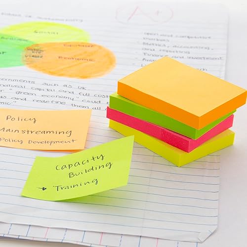 Miniatura 6 de BAZIC - Notas adhesivas de color neón de 1.5 x 2 pulgadas, notas autoadhesivas, almohadillas adhesivas coloridas, reciclables (280 hojaspaquete), 1