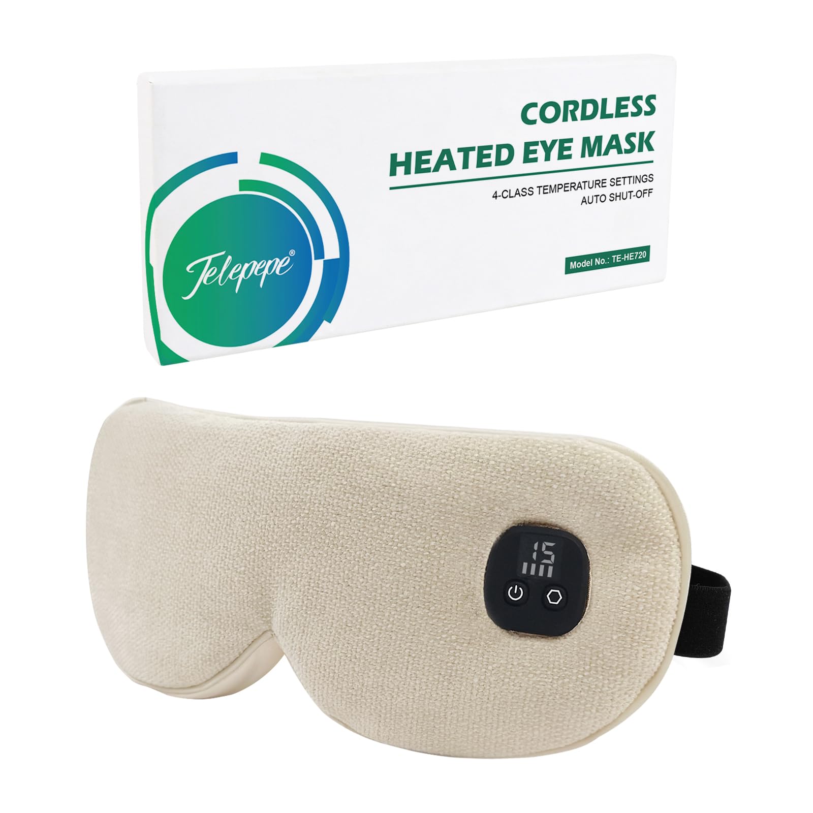 Heated Eye Mask for Dry Eyes Cordless Warm Eye Compress with 4 Heat Levels