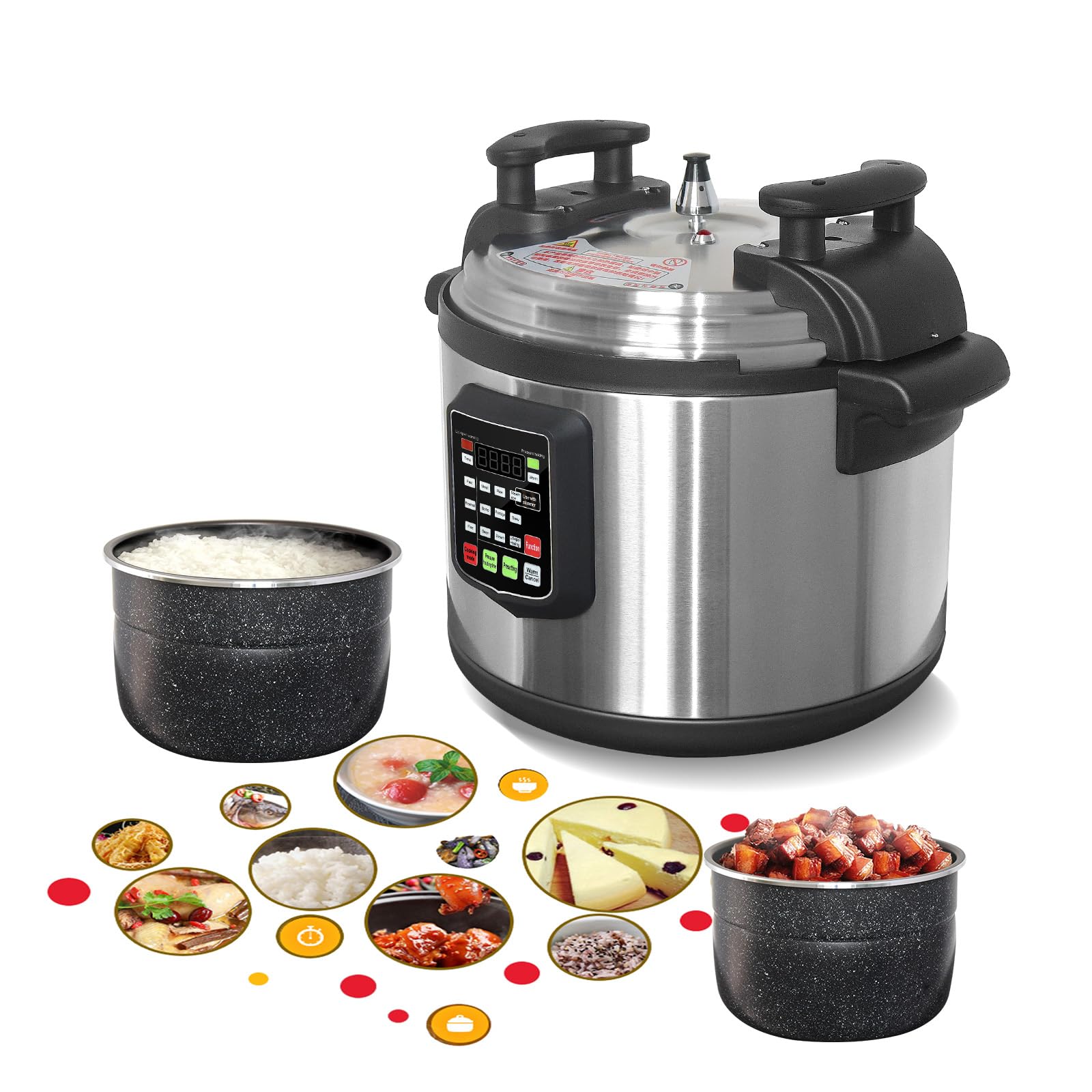 Kolice Commercial Electric 15L Pressure Cooker, Multi Cooker Pressue Canner With Non-stick Inner Pot, 15L (16 QT), 2000W,For Hotel Restaurant Kitchen and only for 220V (NOT 110V)