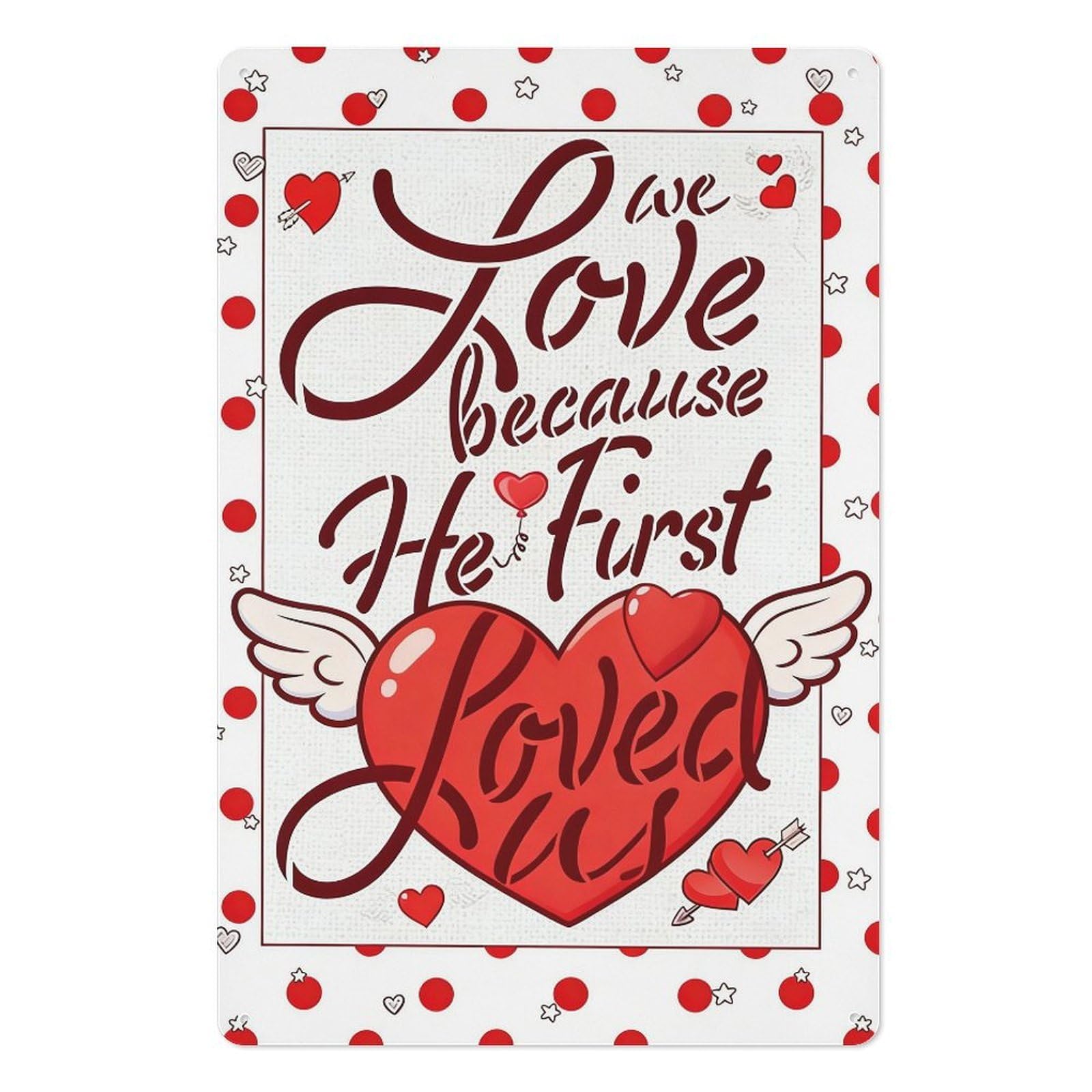 peiyeety Romantic Heart Wall Metal Tin Sign 8x12 Inch – Valentine’s Day Wall Decor Plaque for Home, Bedroom & Gift