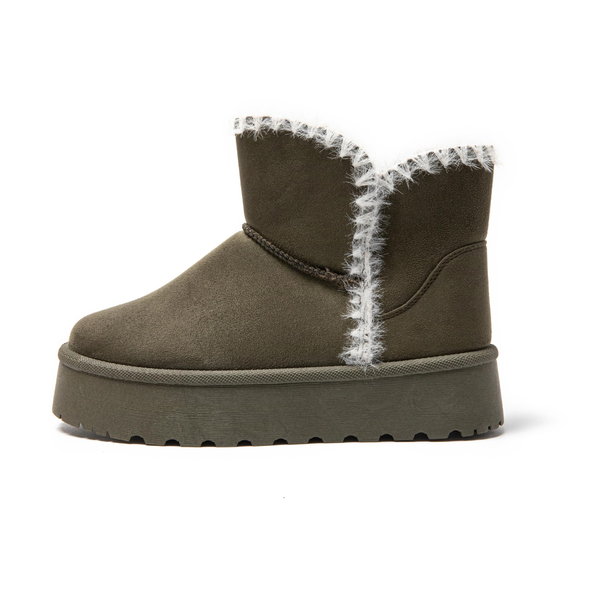 JOMIX Botas Mujer Invierno con Plataforma Botas Nieve Mujer Clásicas de Piel Sintética con Peluche