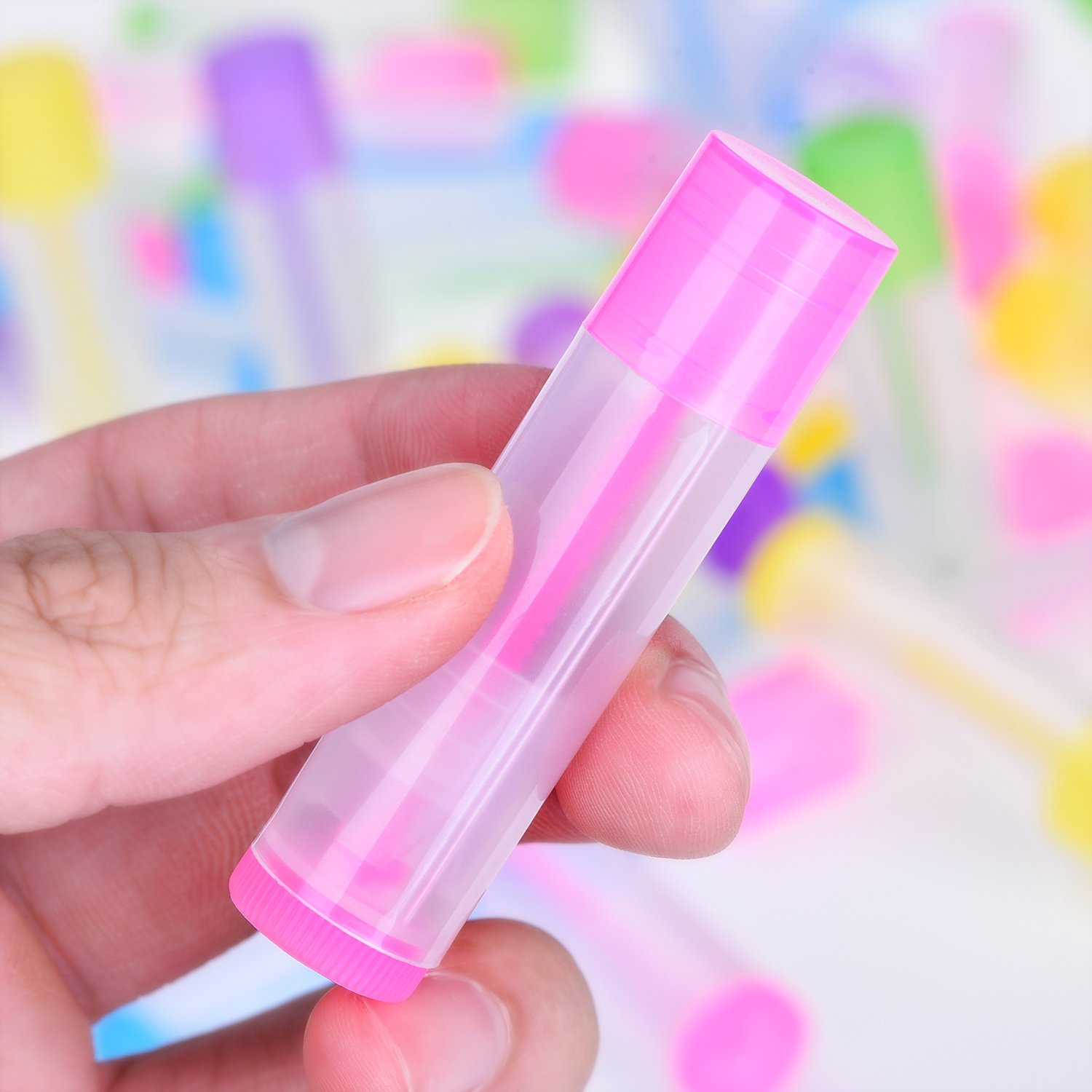 50 tubos transparentes de bálsamo labial vacíos con parte inferior giratoria y tapa superior, 3/16 onzas (0.2 fl oz) (multicolor) 4