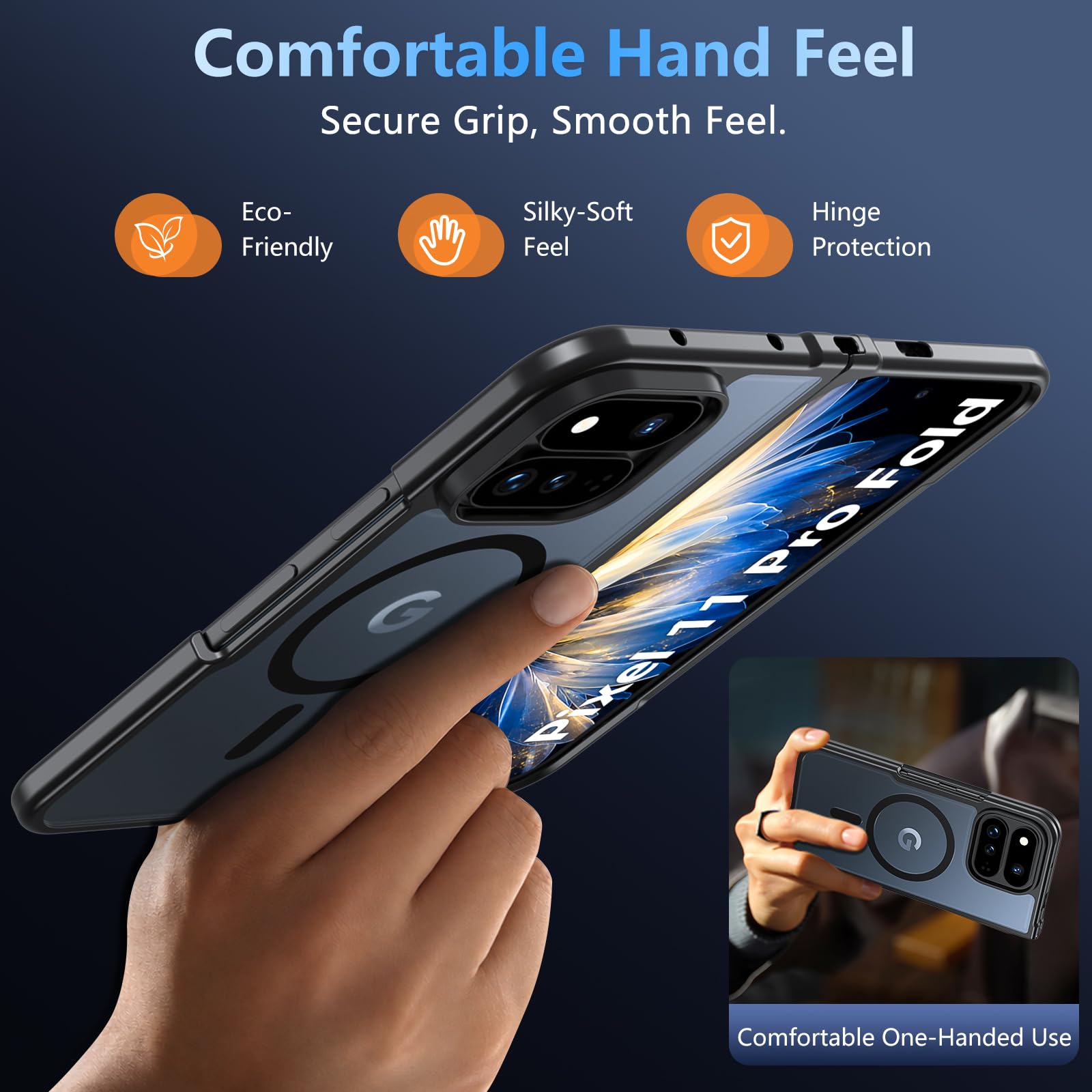 Hensinple Magnetico per Google Pixel 11 Pro Fold Case | Compatibile con MagSafe, custodia protettiva opaca traslucida di grado militare antiurto robusta per Pixel 11 Pro Fold, nero